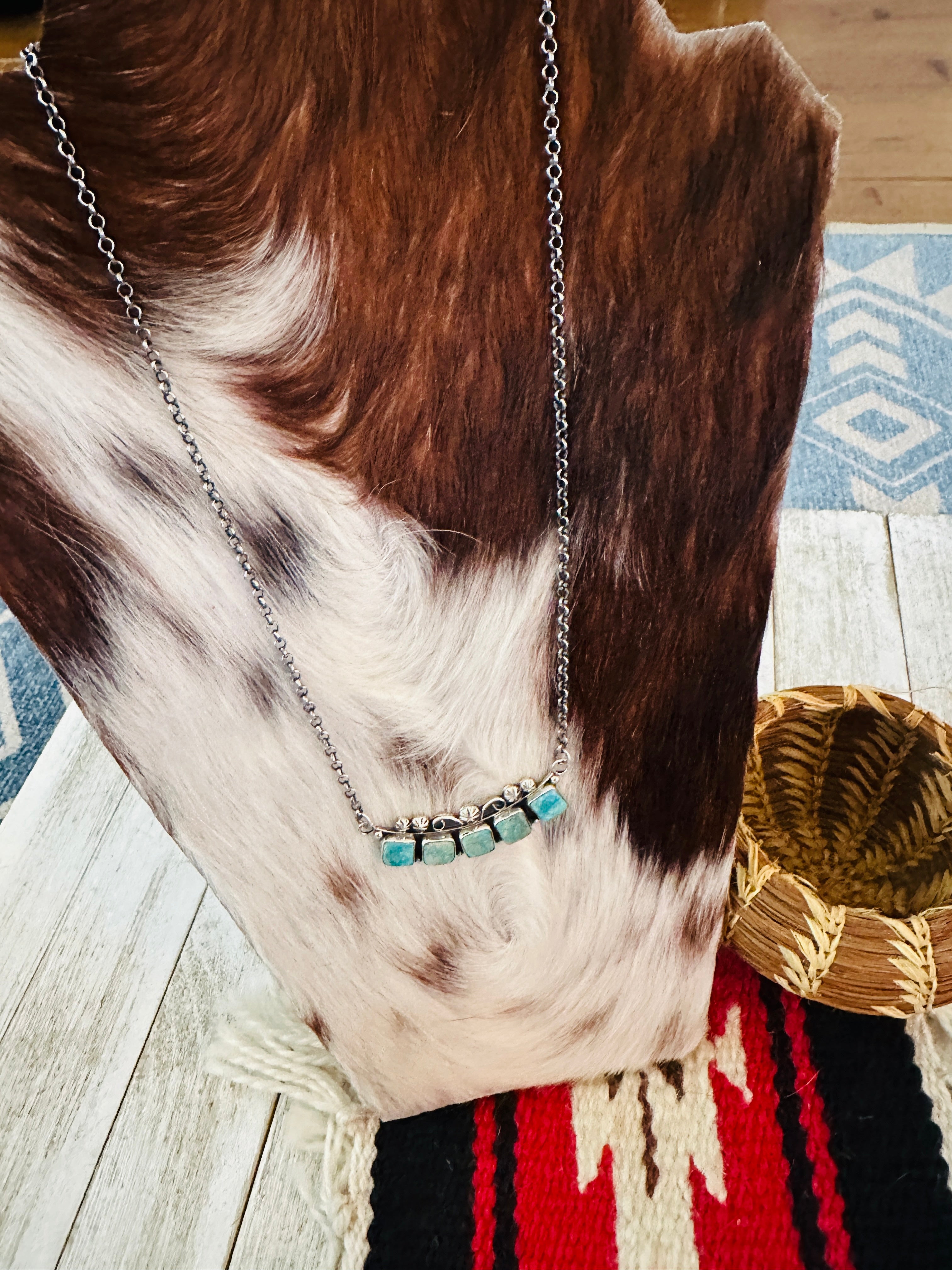 Handcrafted Sterling Silver & Royston Turquoise Necklace by Jacqueline Silver