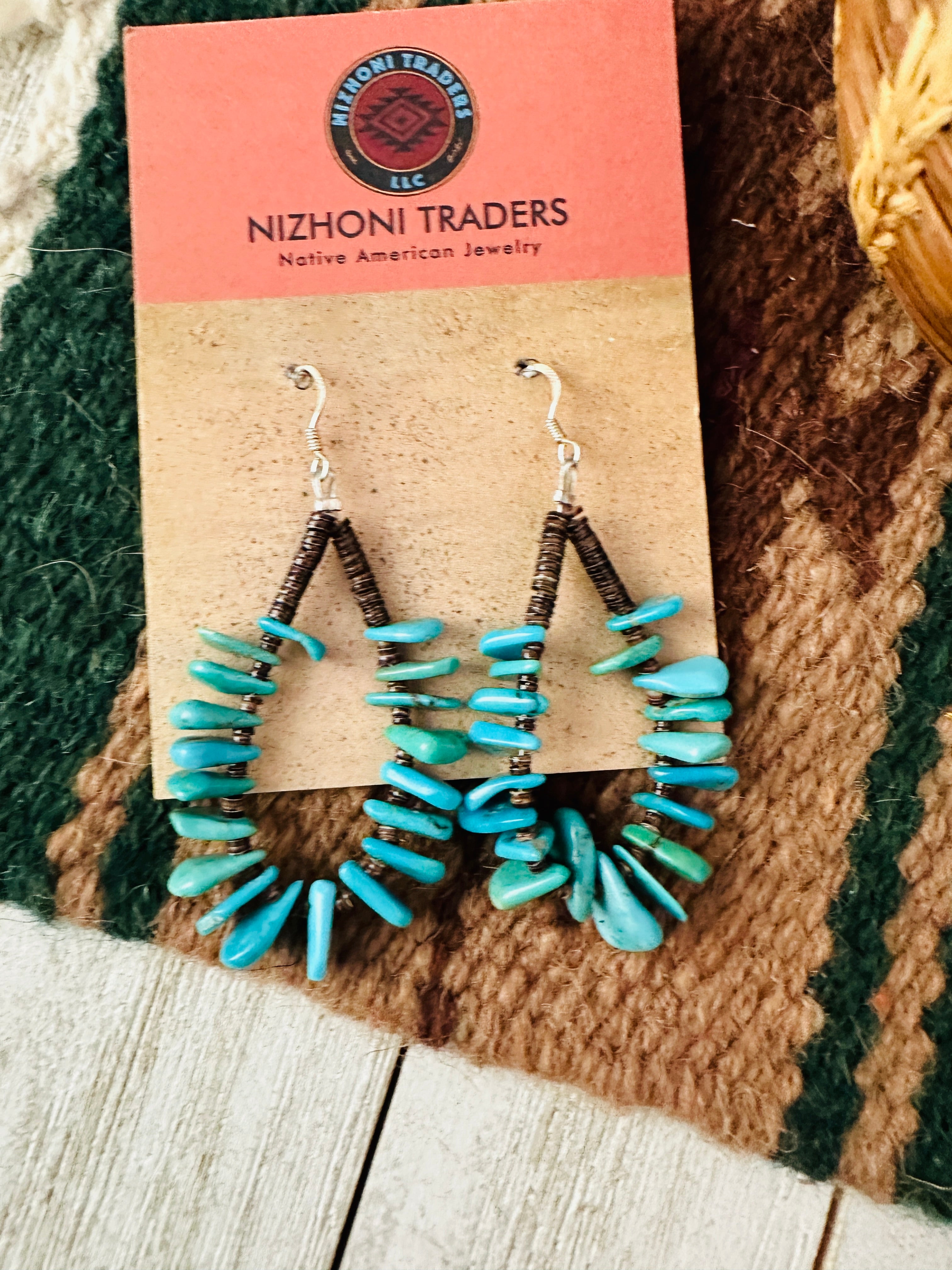 Navajo popular Turquoise Heishi Beaded Earrings 0461