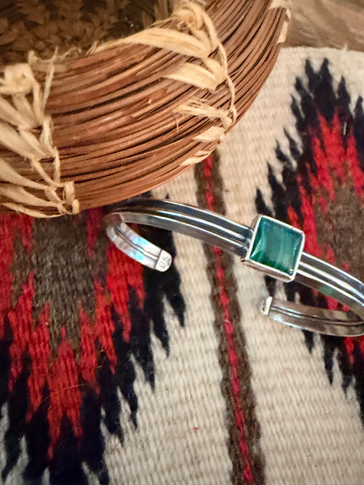 Handcrafted Sterling Silver and Malachite Cuff Bracelet