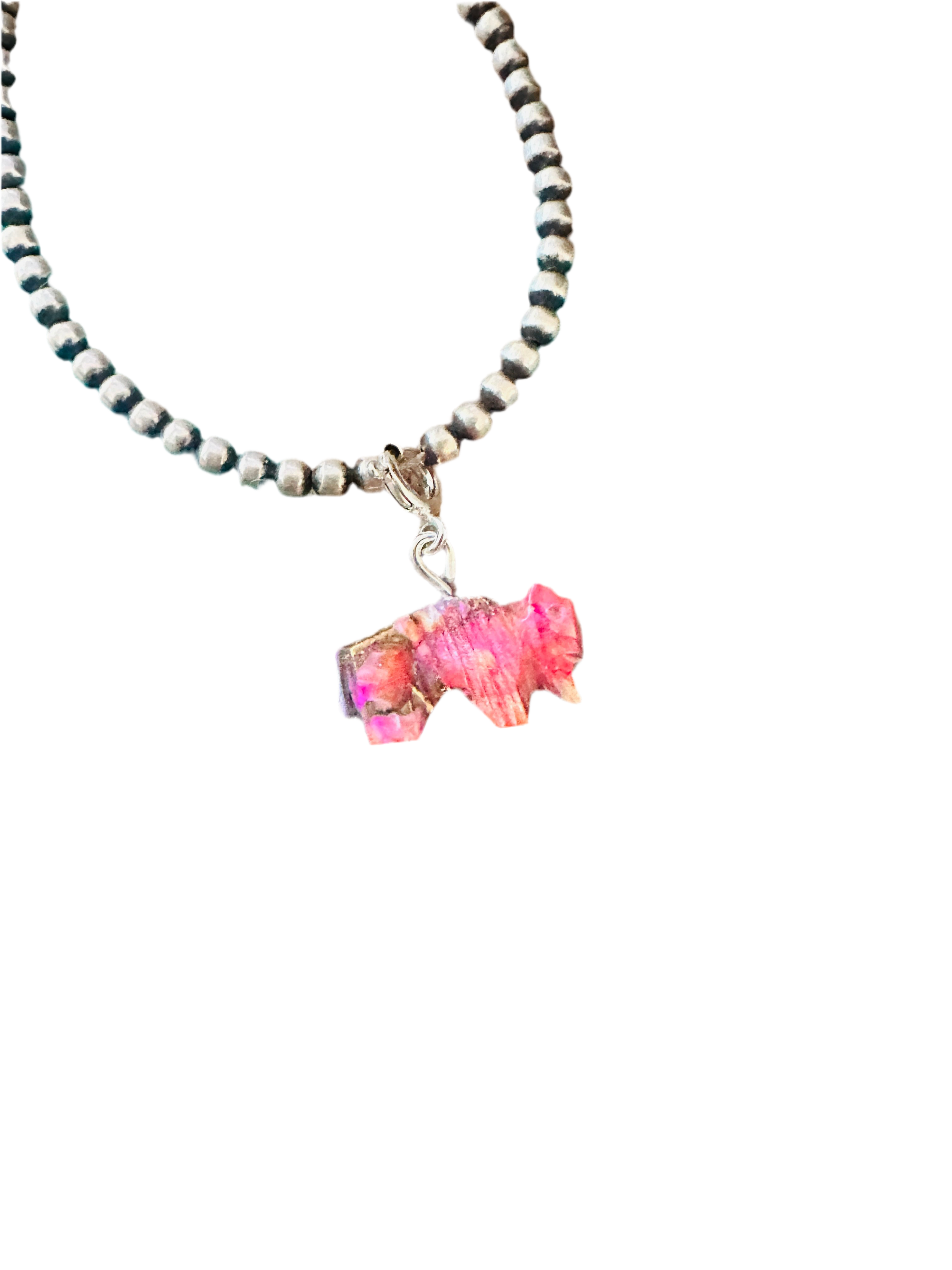 Handcrafted & Hand Carved Pink Mojave Buffalo Charm