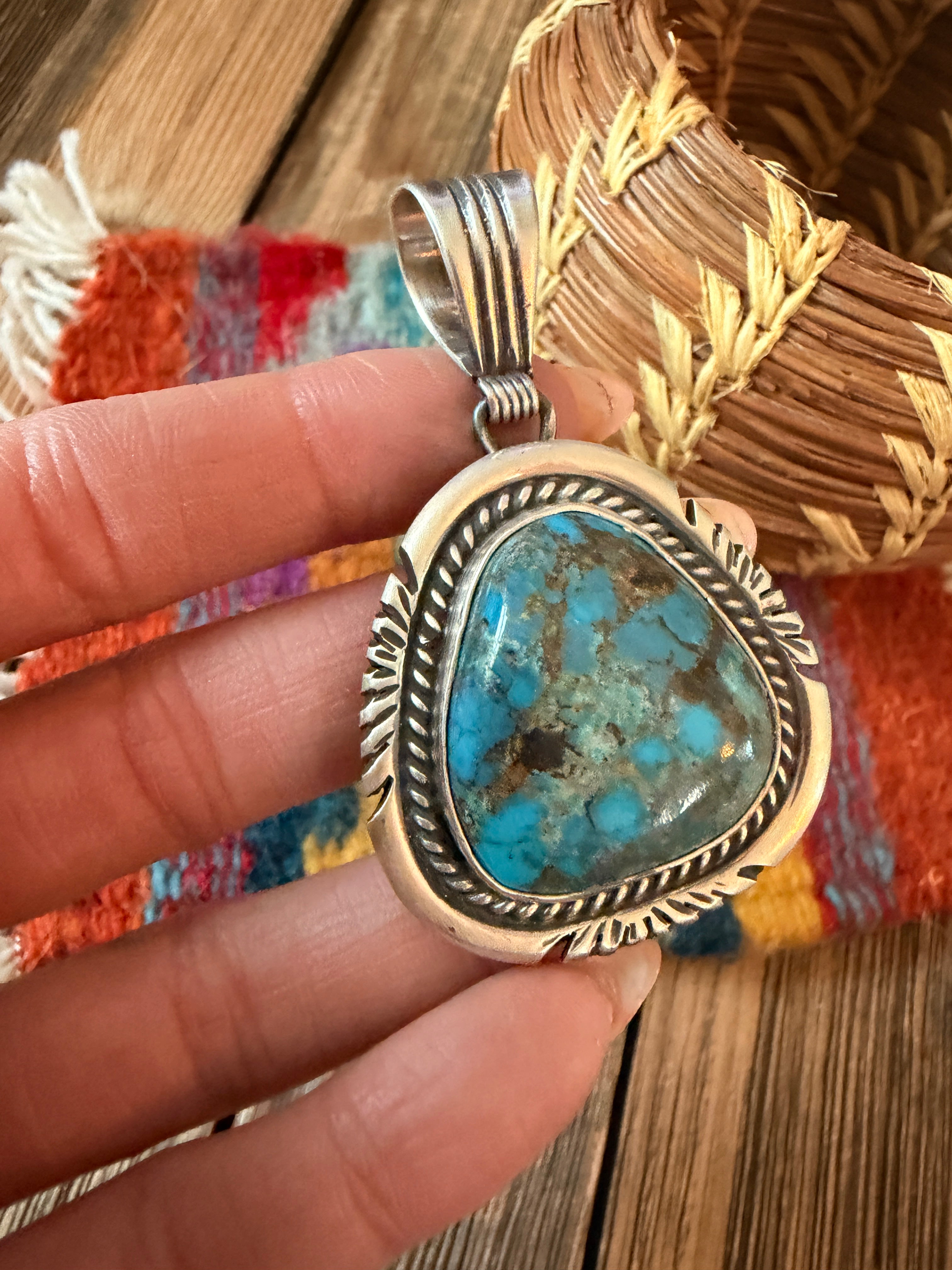 Handcrafted Sterling Silver & Turquoise Pendant by Jon McCray