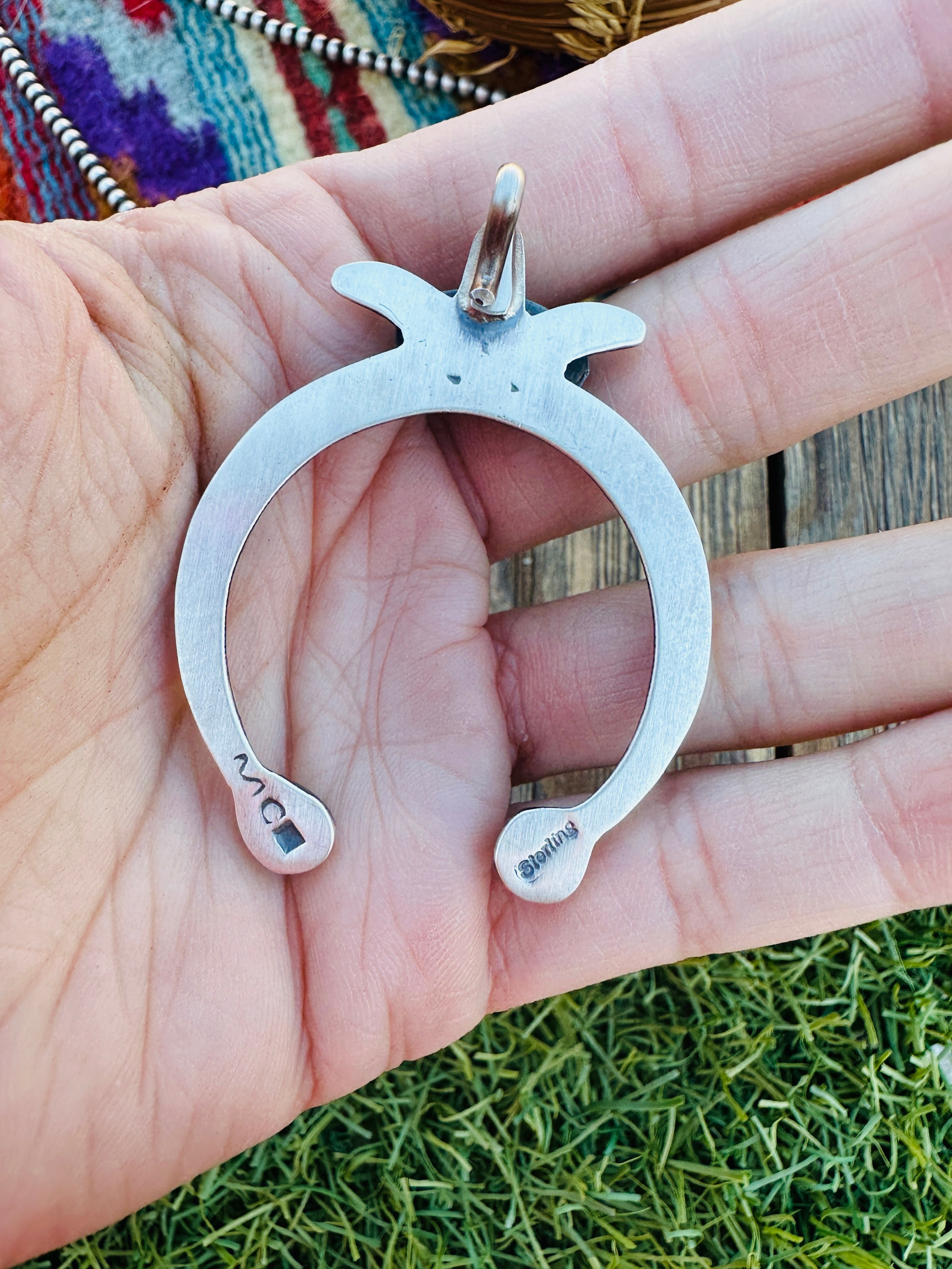 Handcrafted Sterling Silver & Orange Spiny Naja Pendant by Martha Cayatineto