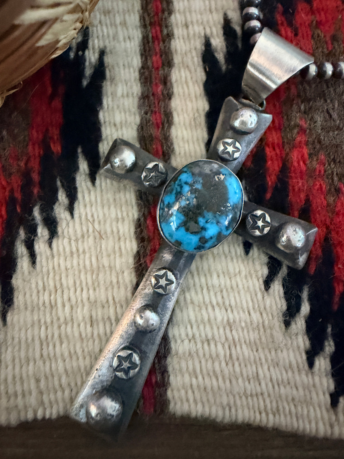 Handcrafted Turquoise & Sterling Silver Cross Pendant by Chimney Butte