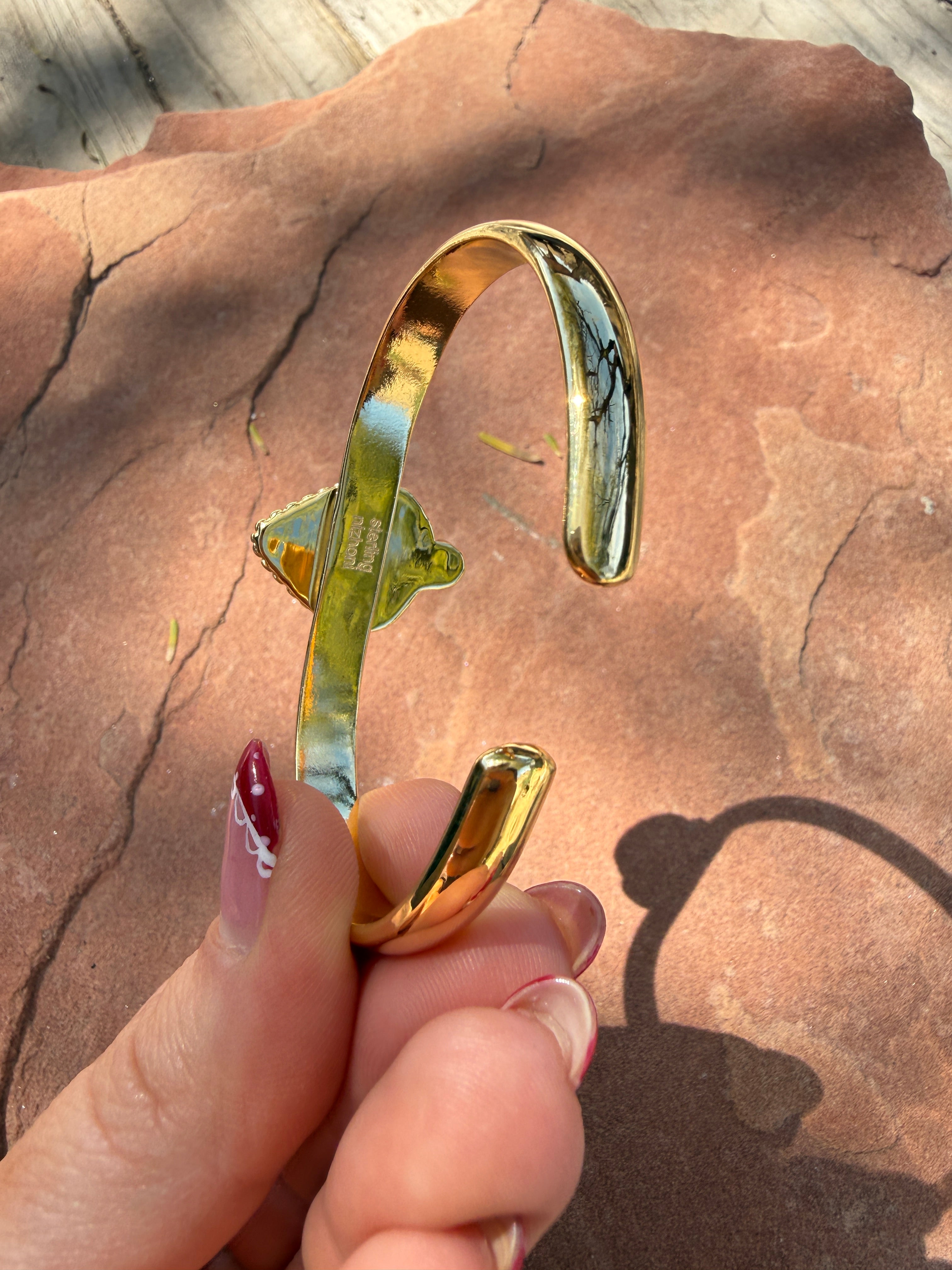 “The Golden Collection” Handmade Gold Plated Sterling Silver Natural Sonoran Mountain Turquoise Bracelet style 3