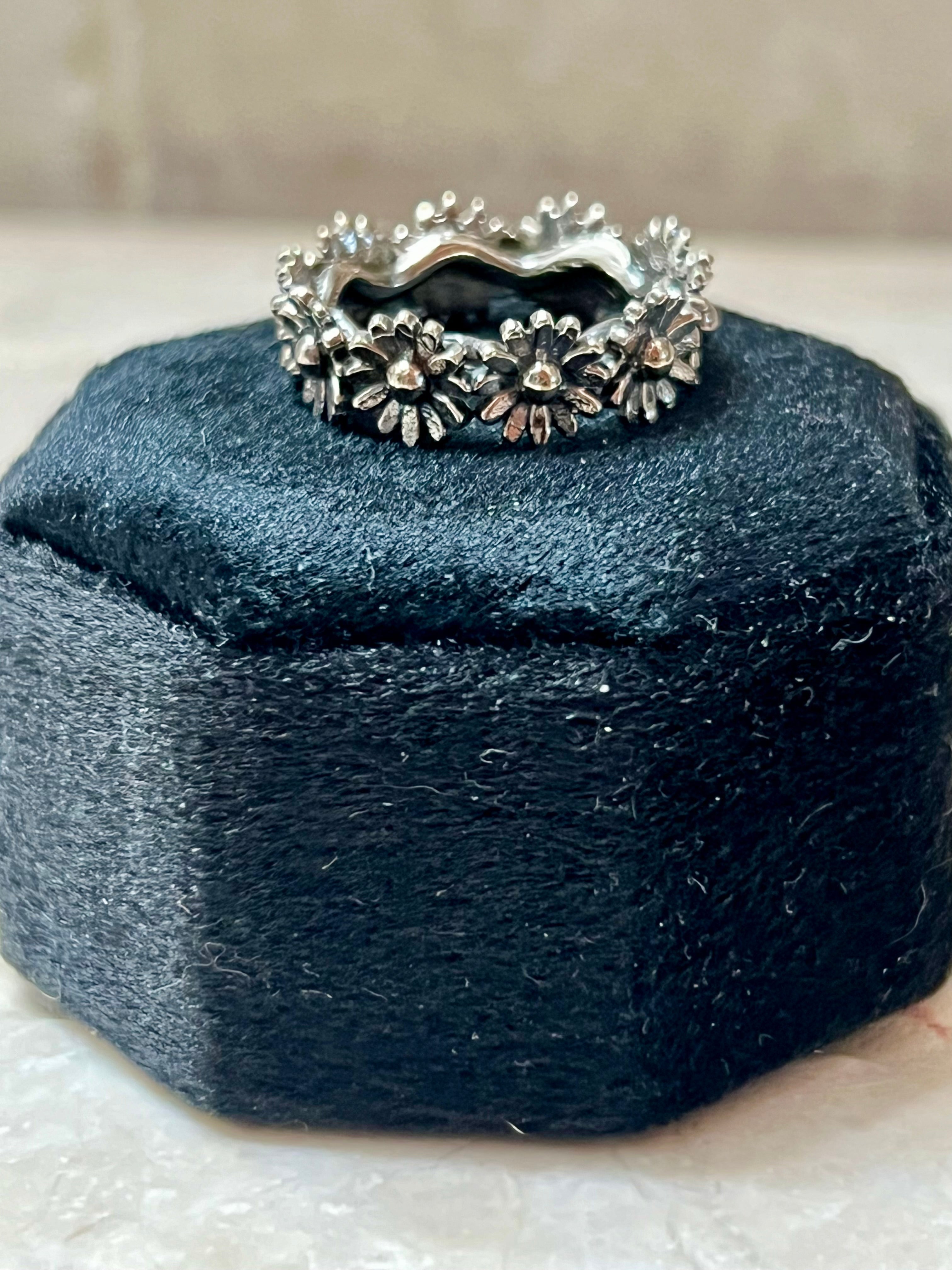 Flowers All Around Sterling Silver Ring 1/4”