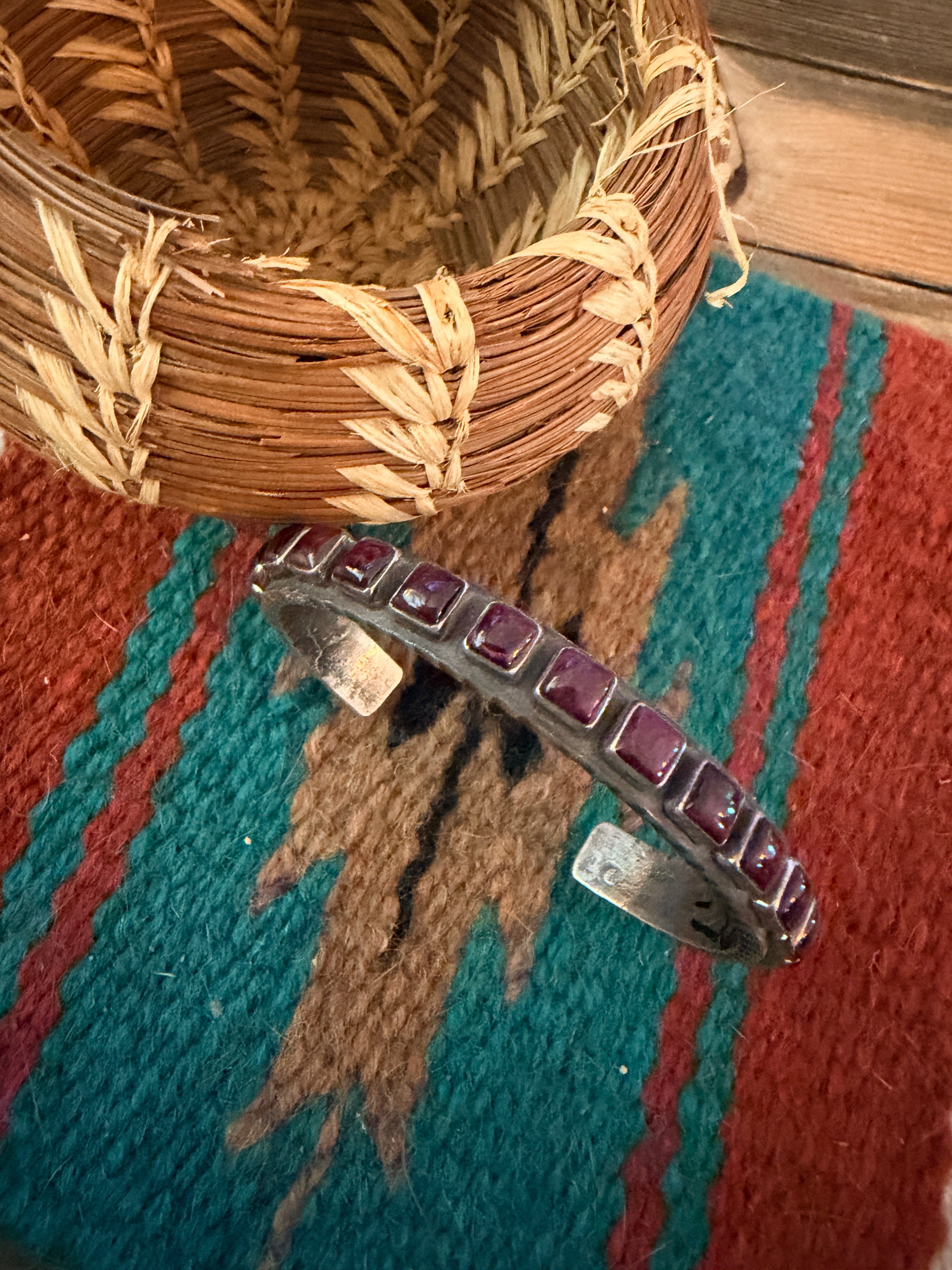 Handcrafted Purple Spiny & Sterling Silver Cuff Bracelet