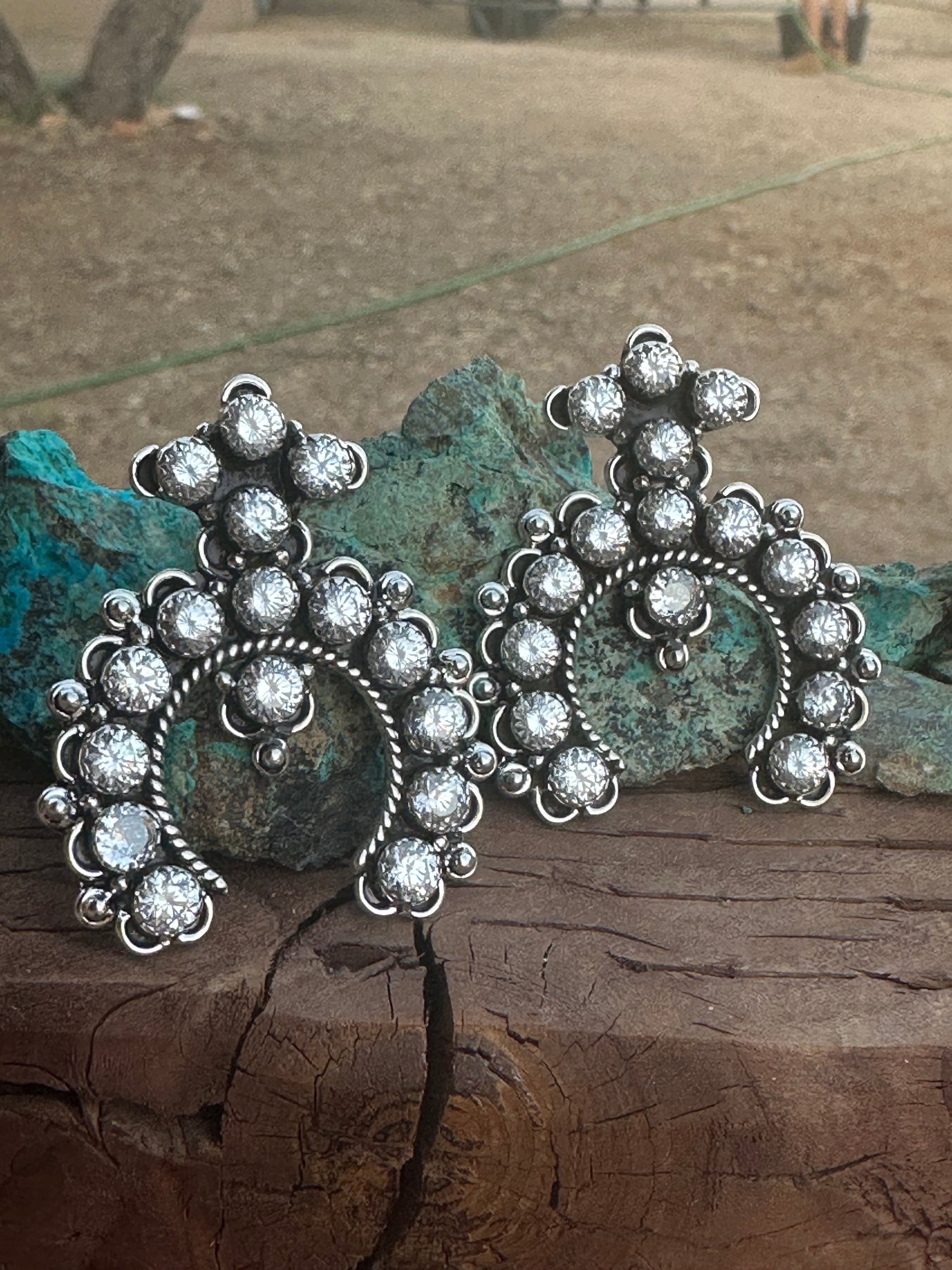 Sparkle Naja Handmade CZ and Sterling Silver Post Earrings