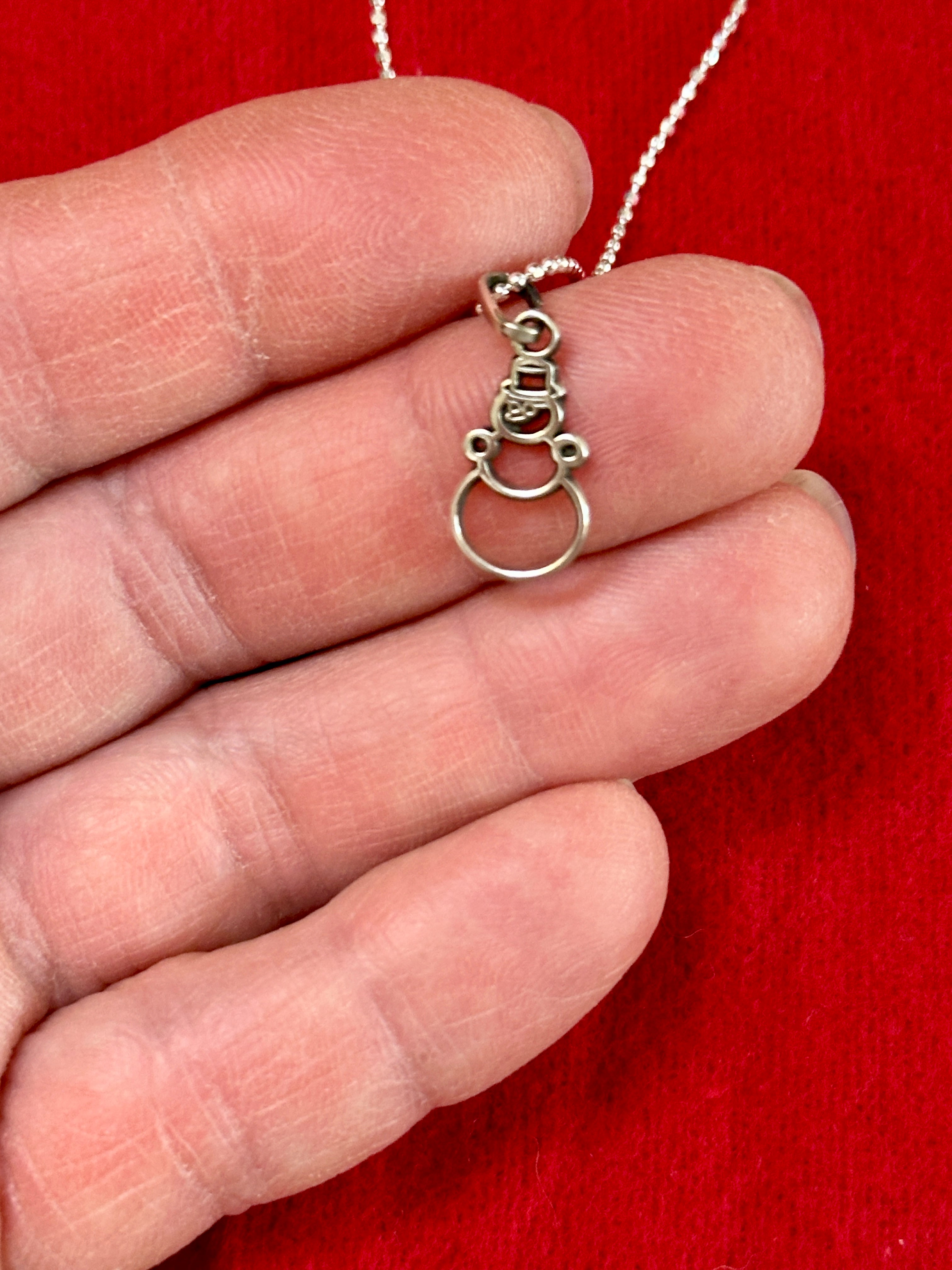 Sterling Silver Snowman Pendant Necklace