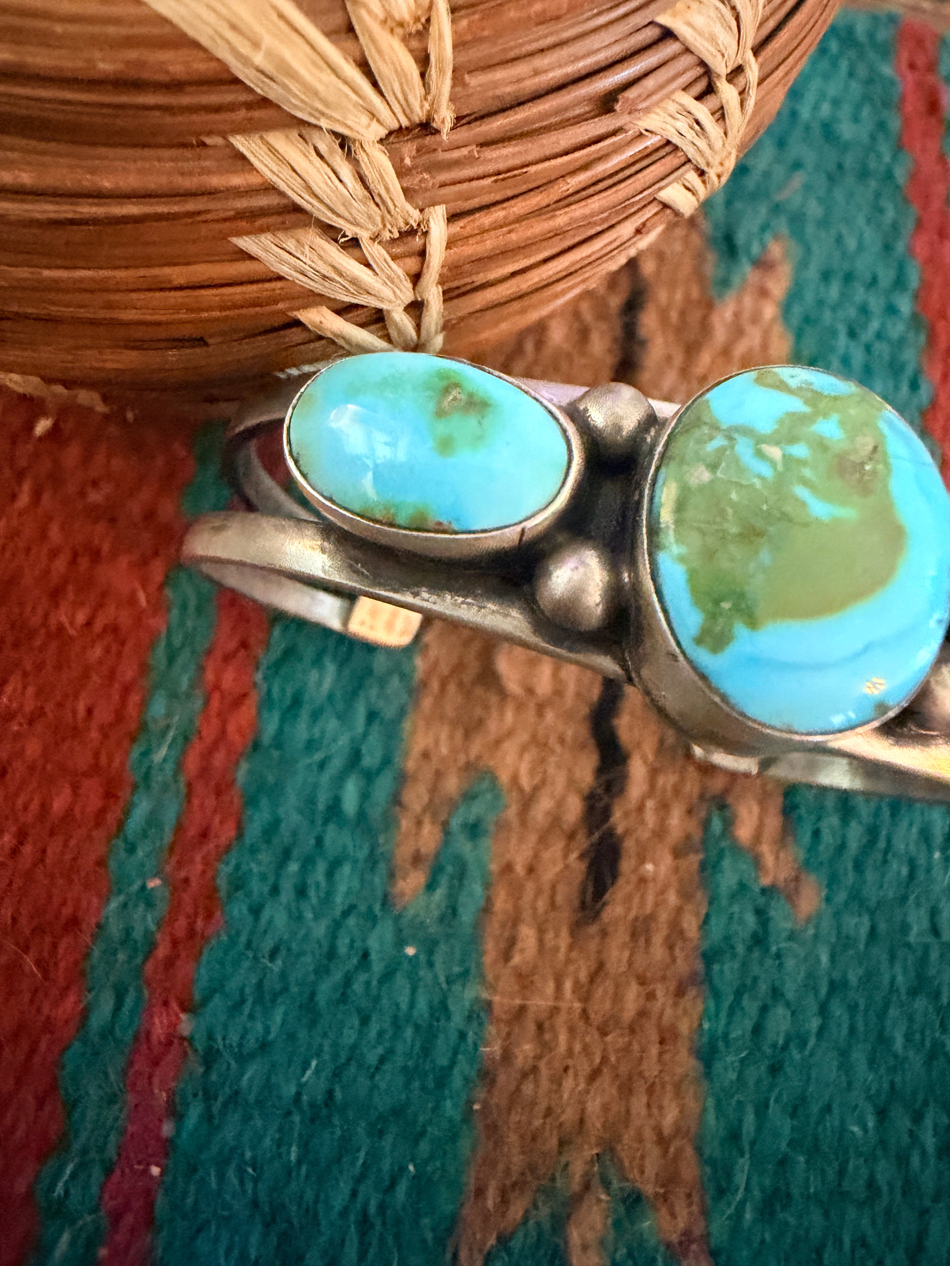 Handcrafted Turquoise & Sterling Silver Cuff Bracelet by Kathleen Livingston