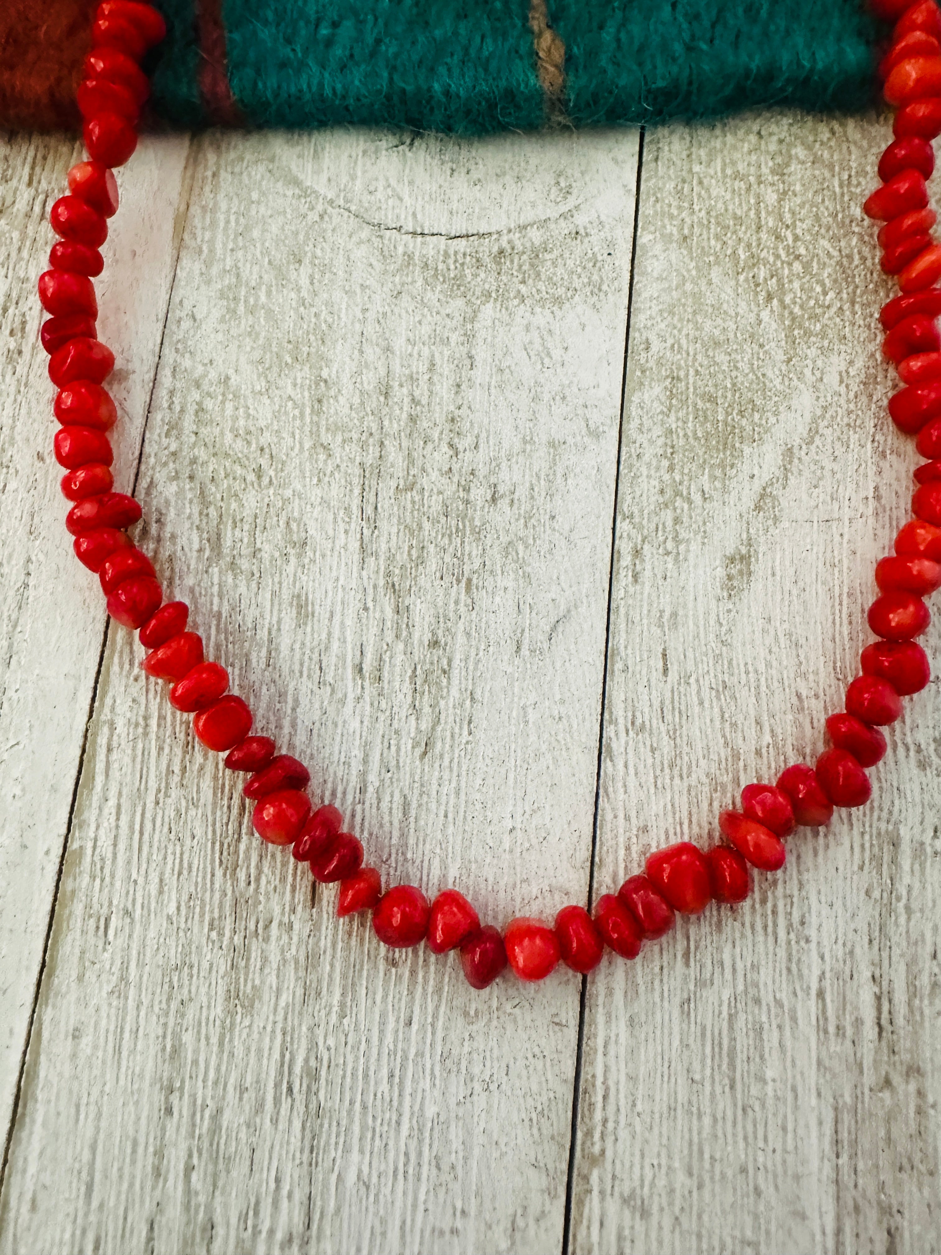 Navajo Apple Coral Beaded Necklace