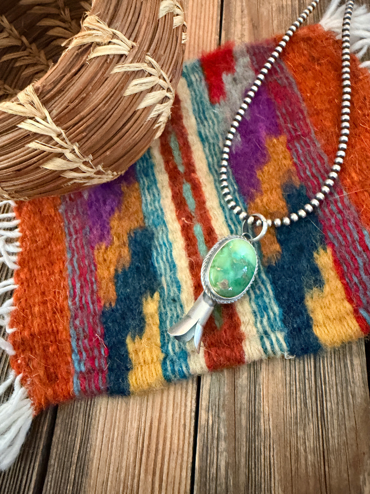 Handcrafted Sterling Silver & Turquoise Blossom Pendant