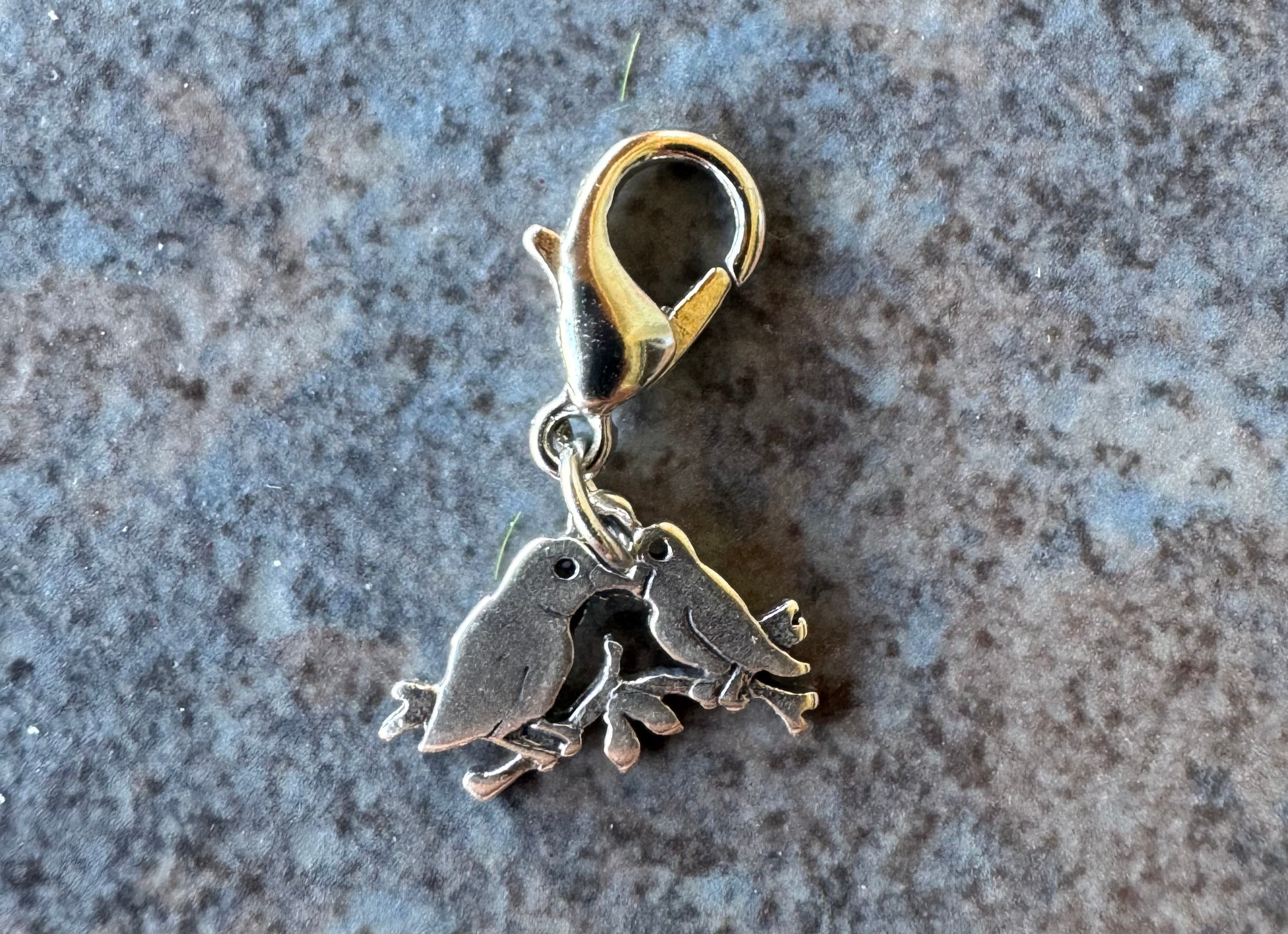 Handcrafted Sterling Silver Love Birds Charm