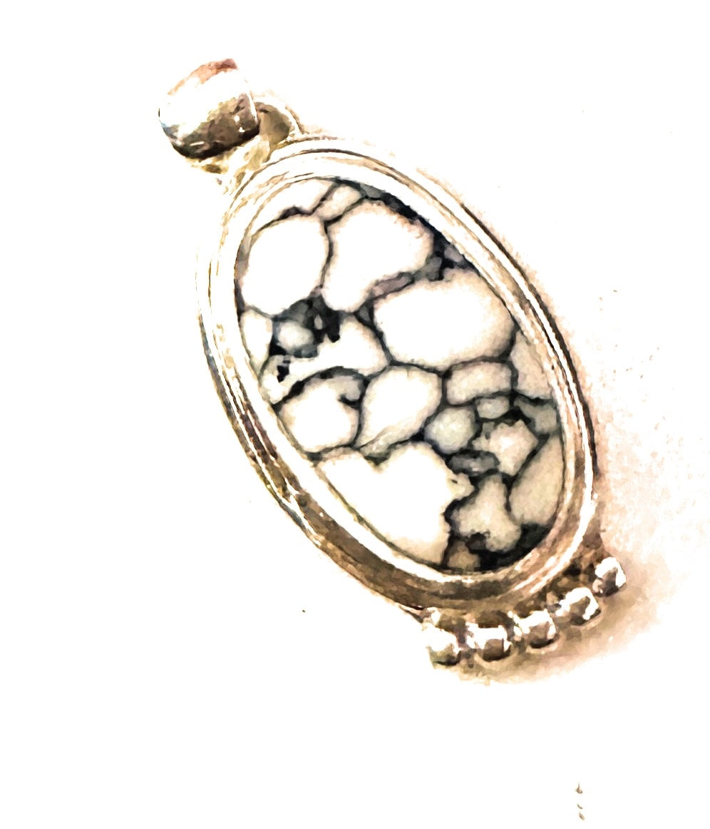 Navajo Howlite & Sterling Silver Pendant