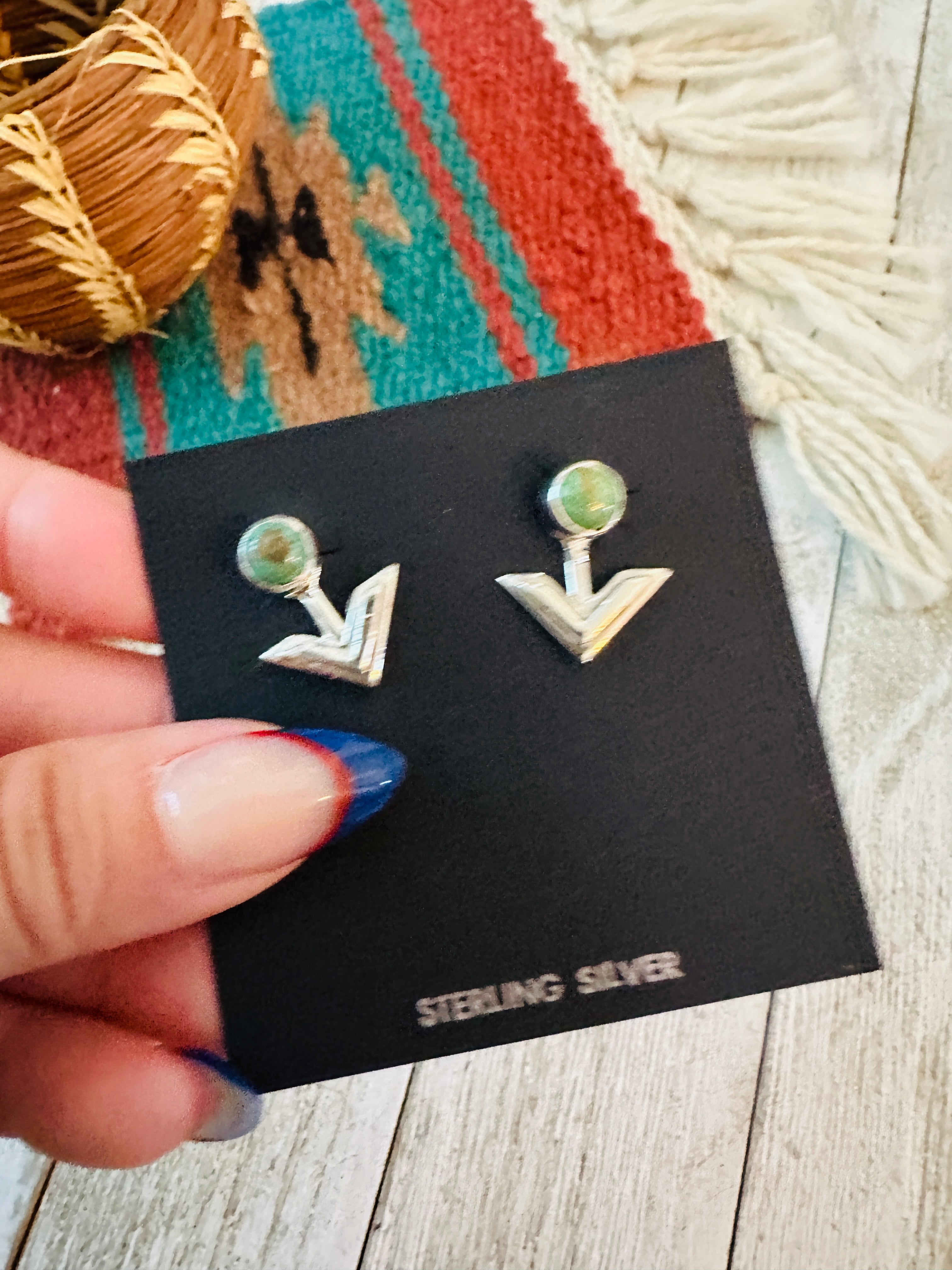 Handcrafted Sterling Silver & Turquoise Arrow Stud Earrings