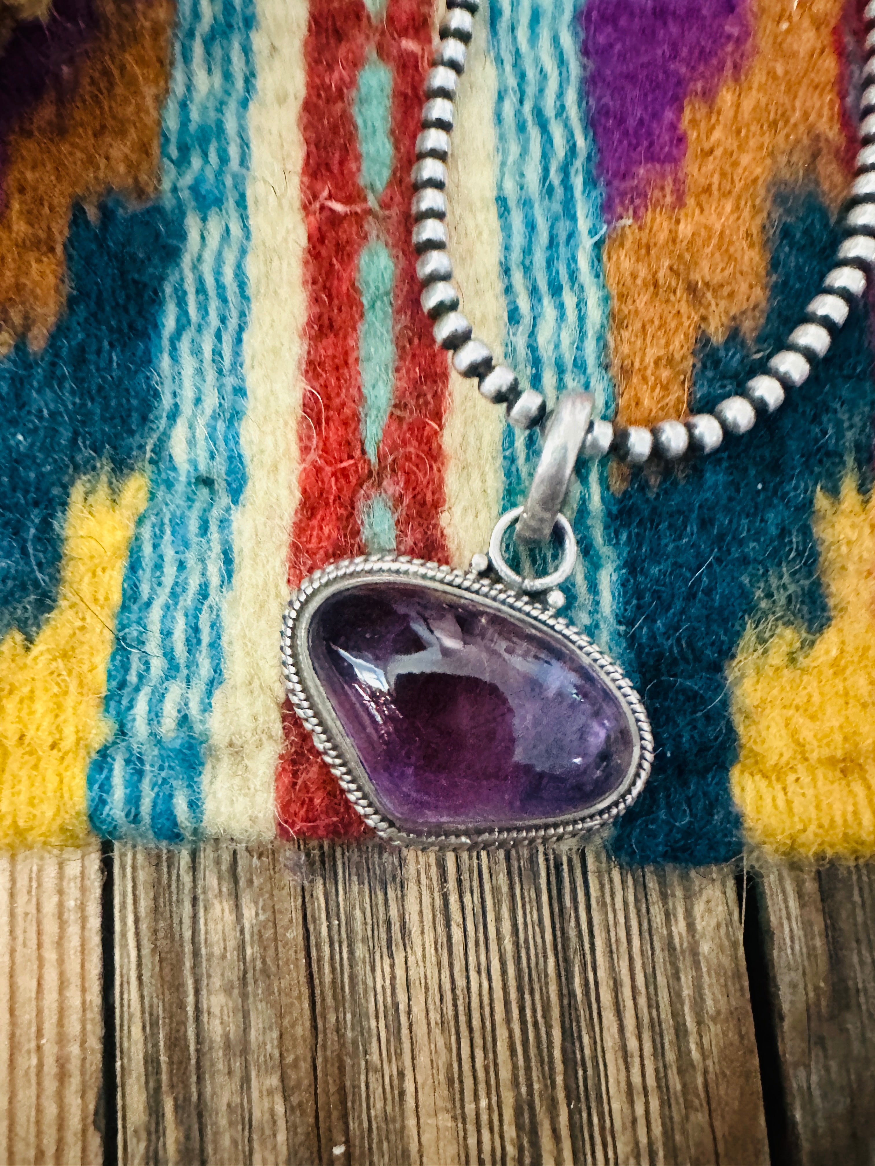 Handcrafted Old Pawn Sterling Silver & Amethyst Pendant