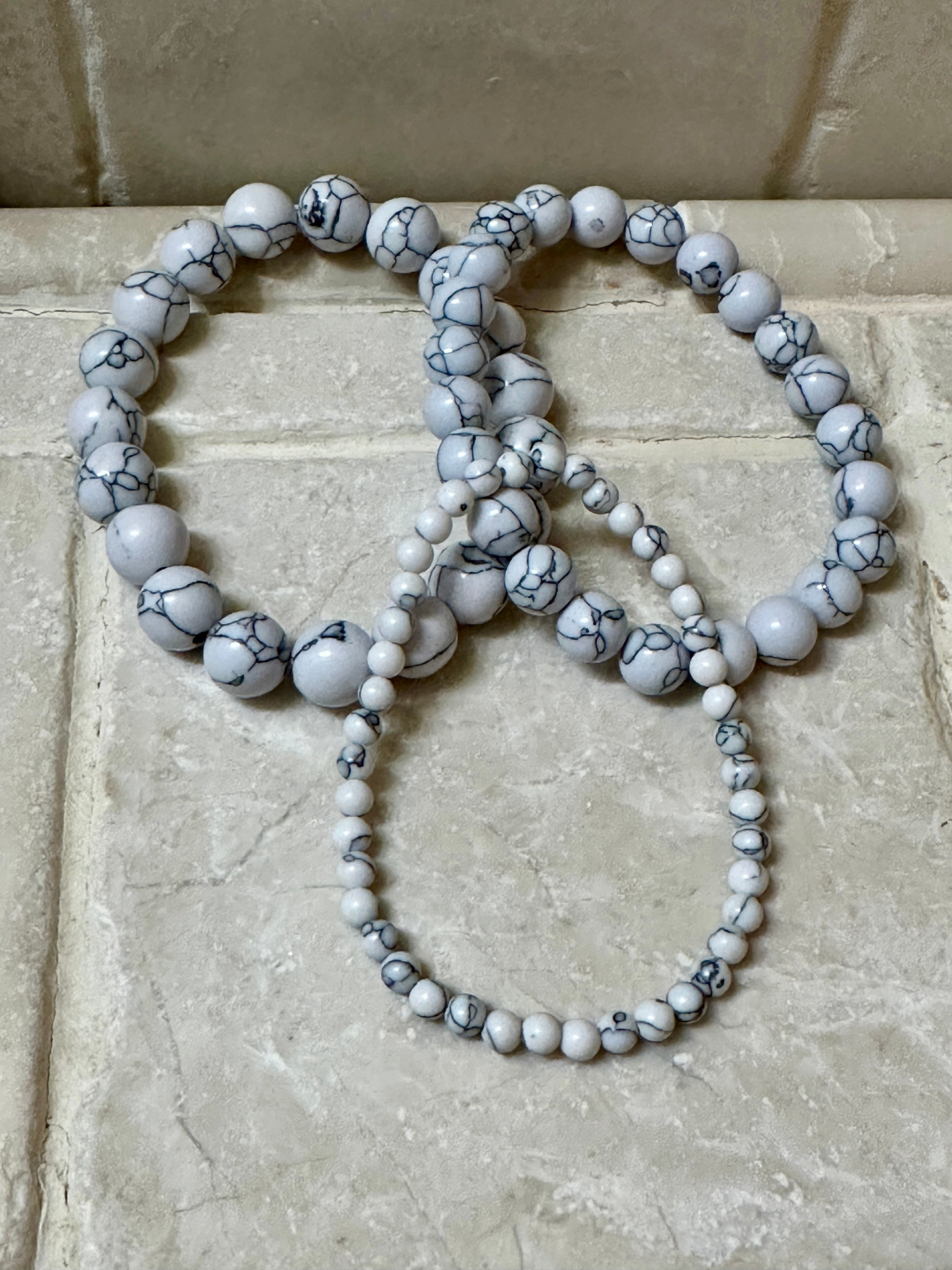 White Howlite Stretch Bracelet Set of 3