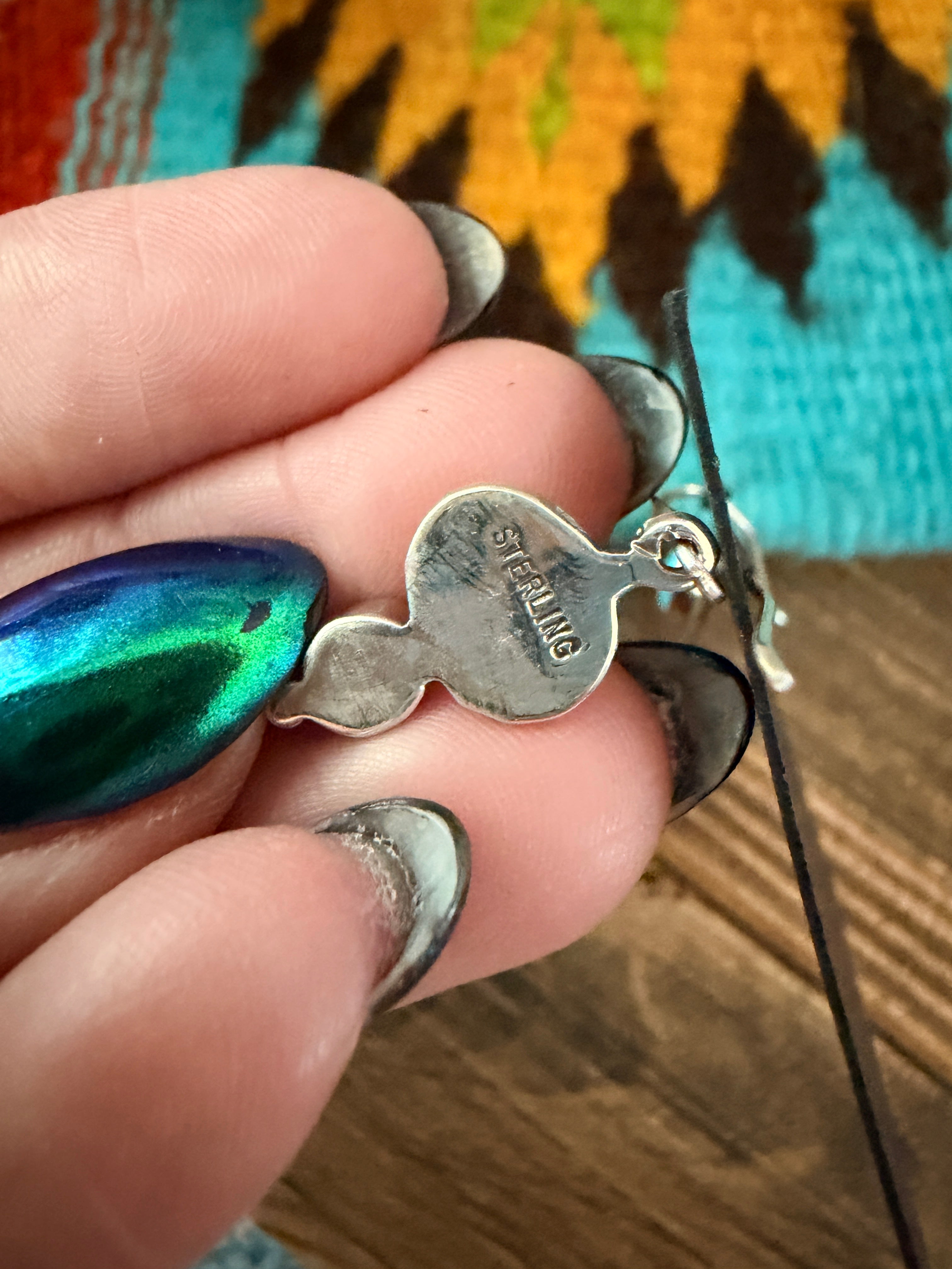 Handcrafted Turquoise, Coral & Sterling Silver Dangle Earrings
