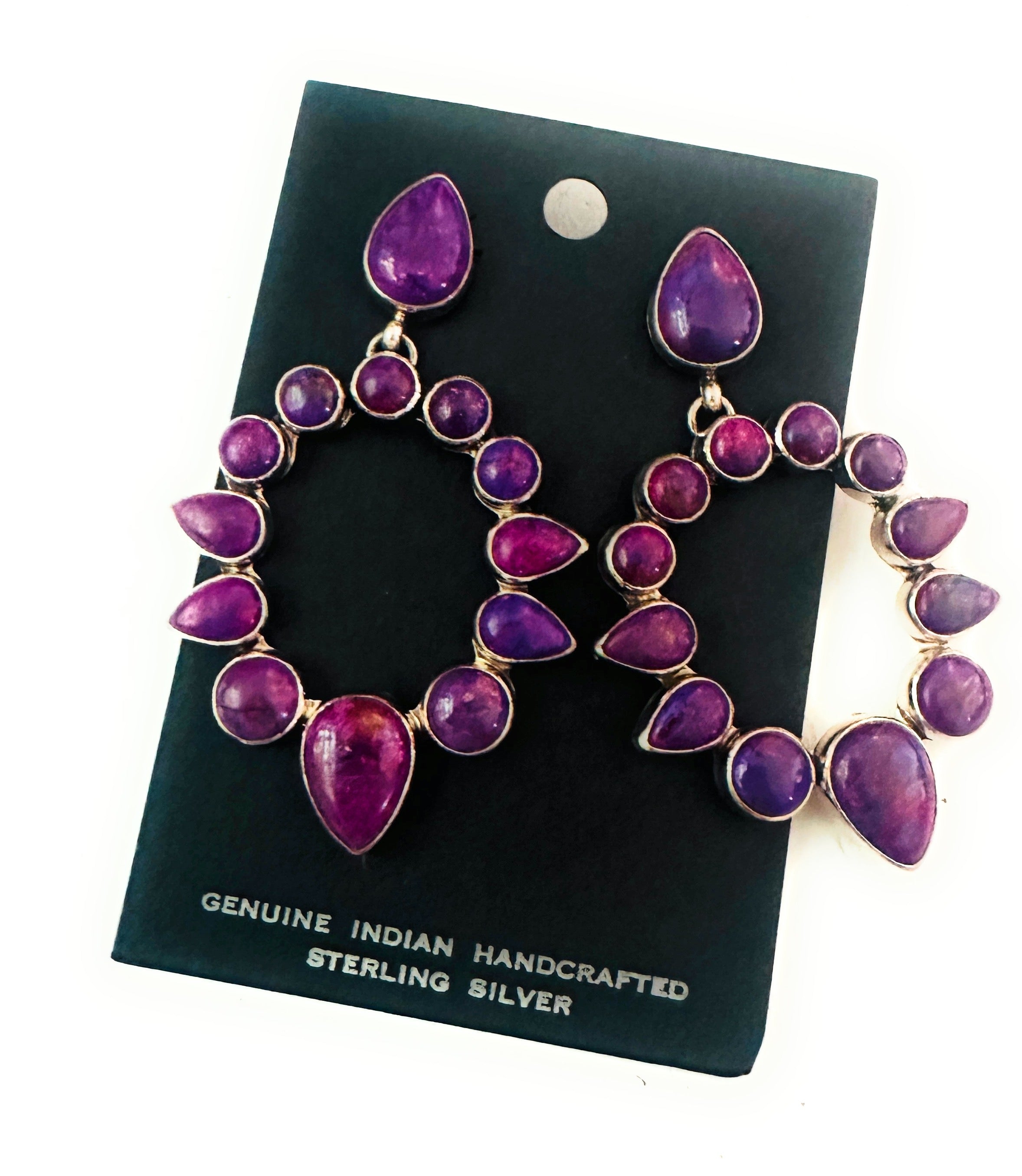 Navajo Purple Dream Mohave & Sterling Silver Dangle Earrings