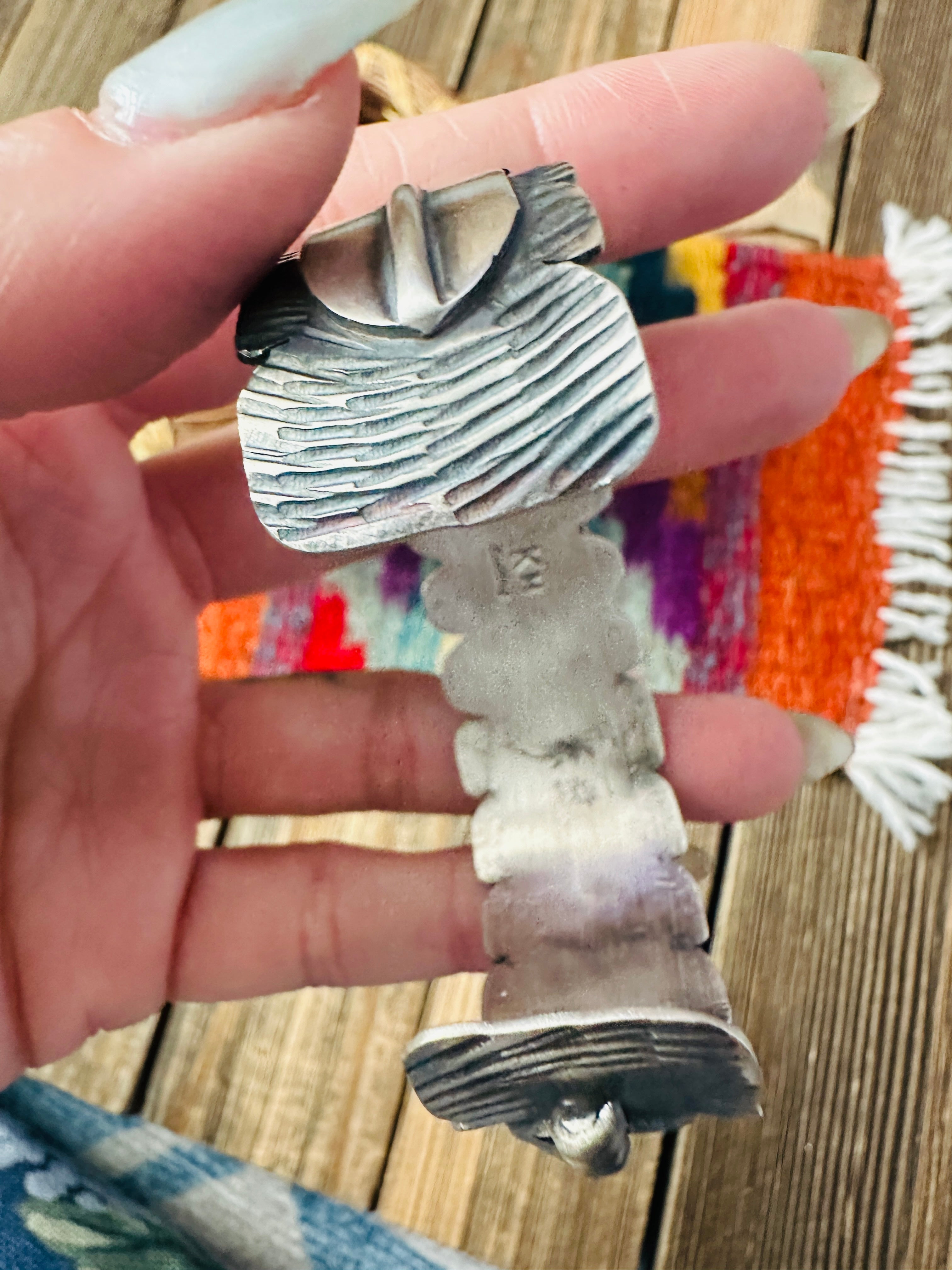 Handcrafted Sonoran Gold Turquoise & Sterling Silver Feather Cuff Bracelet