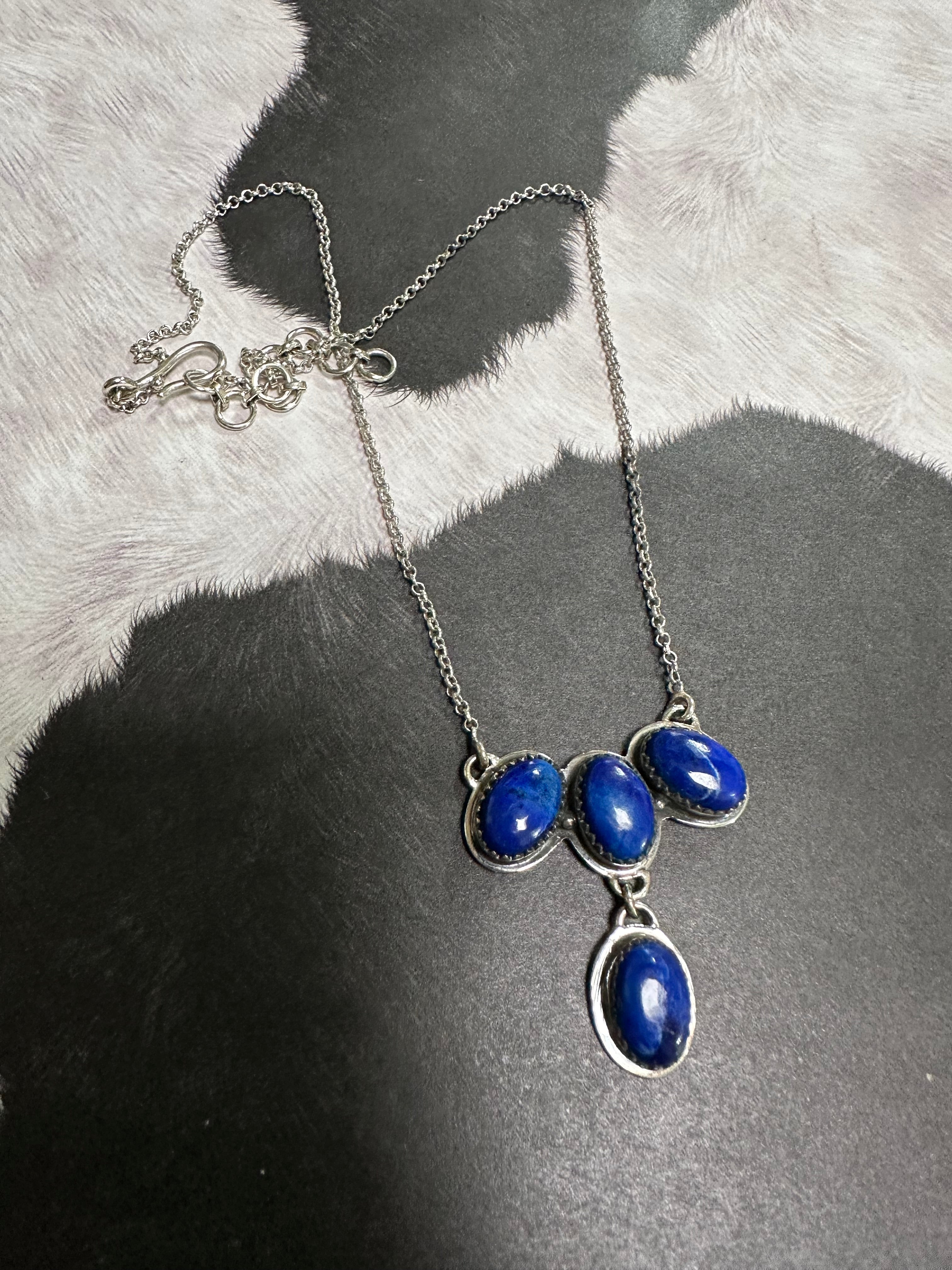 Handmade Lapis & Sterling Silver Necklace