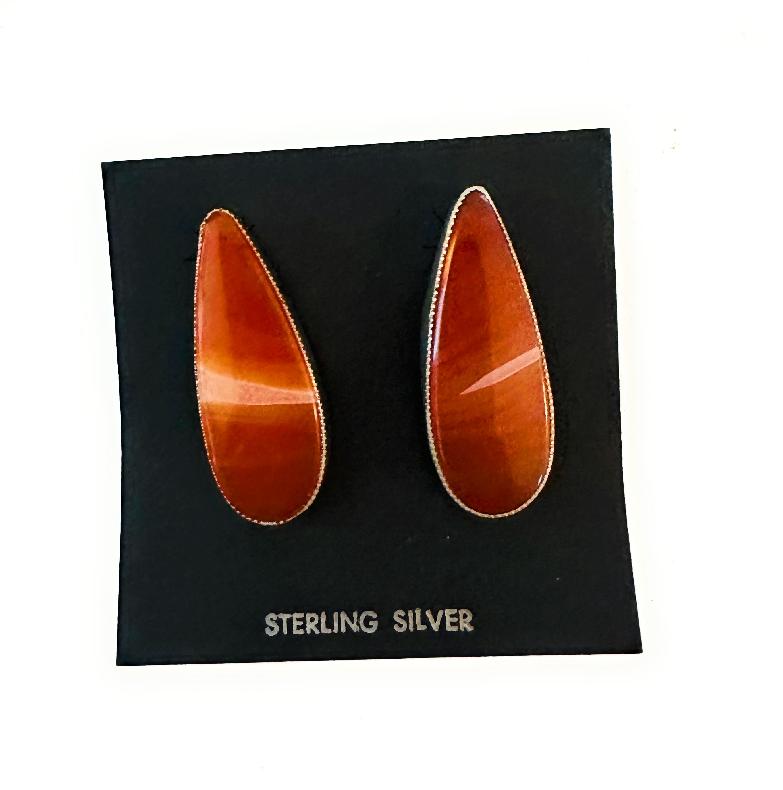 Navajo Jasper Sterling Silver Post Earrings Signed