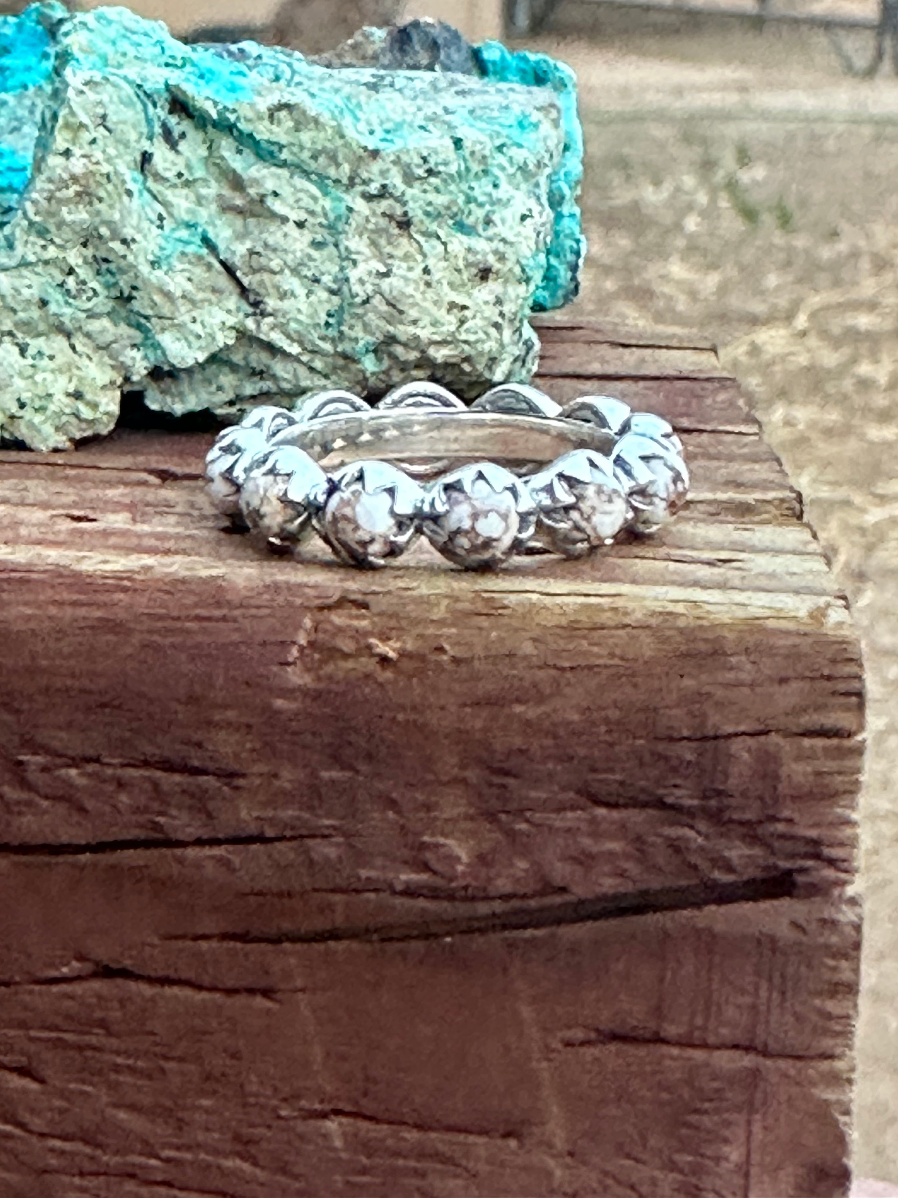 Natural Wild Horse & Sterling Silver Mini Eternity Band