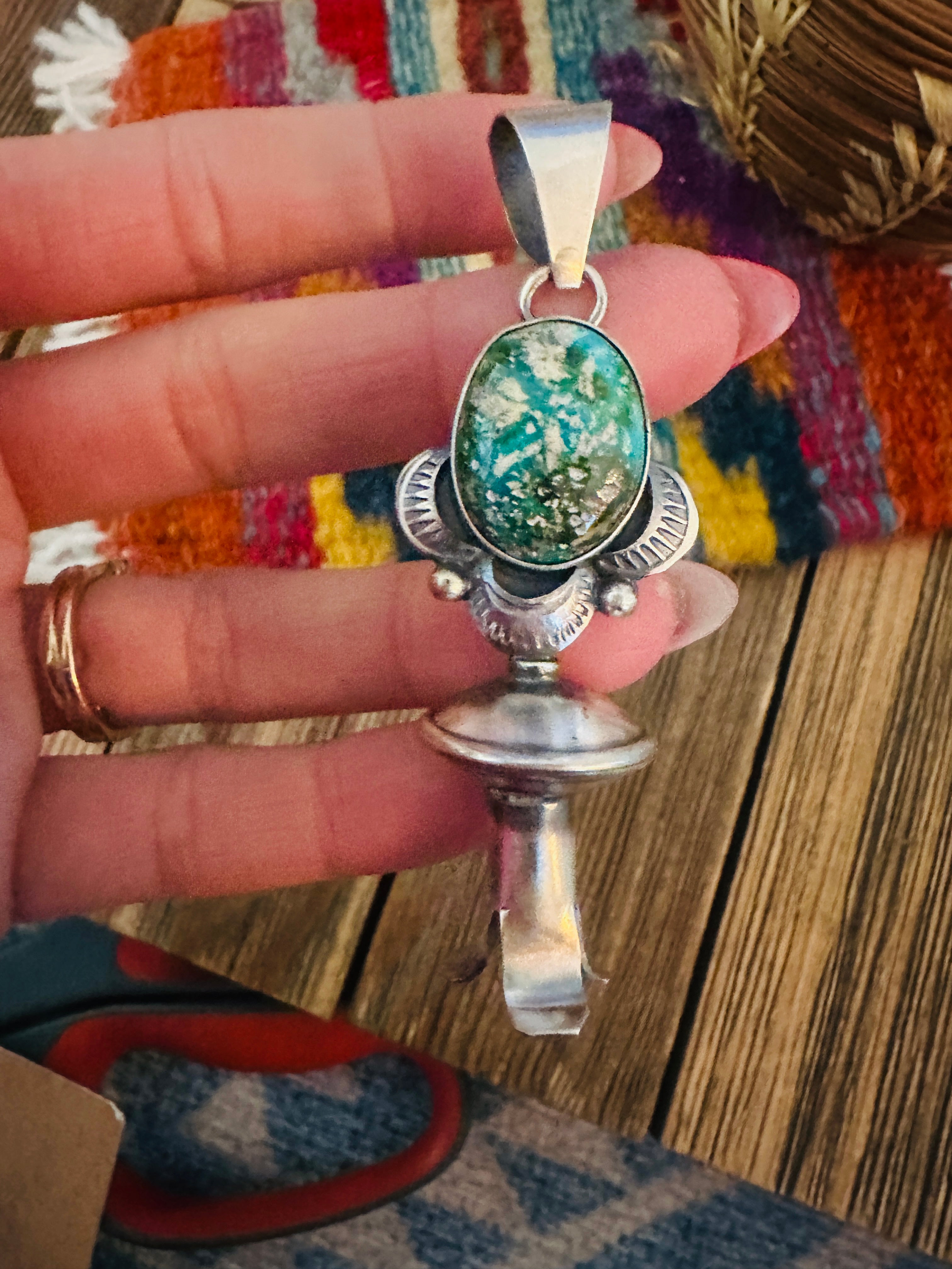 Handcrafted Sterling Silver & Sonoran Mountain Turquoise Blossom Pendant