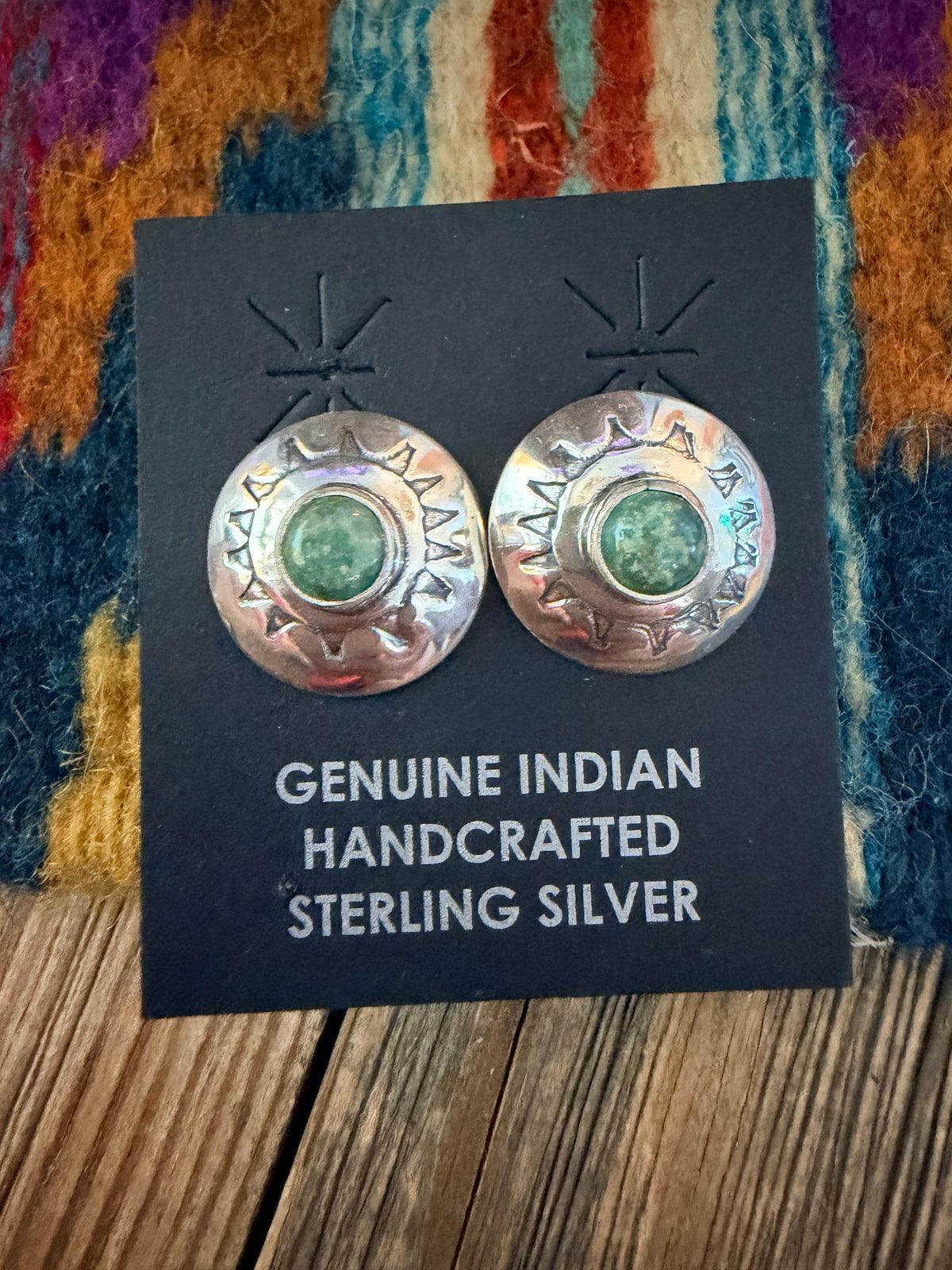 Handcrafted Sterling Silver & Turquoise Concho Stud Earrings