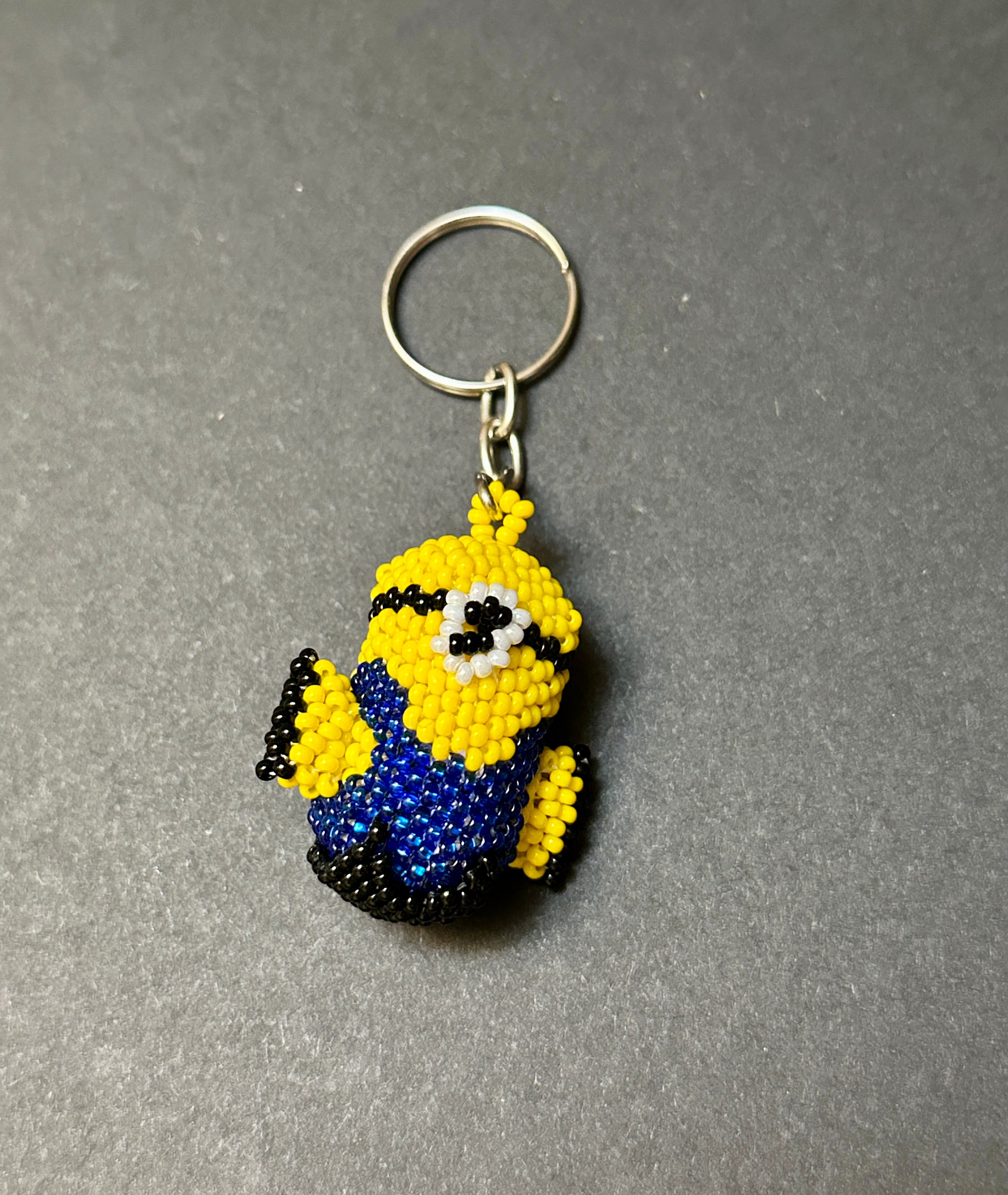 Handmade Beaded Yellow Minion Character Keychain