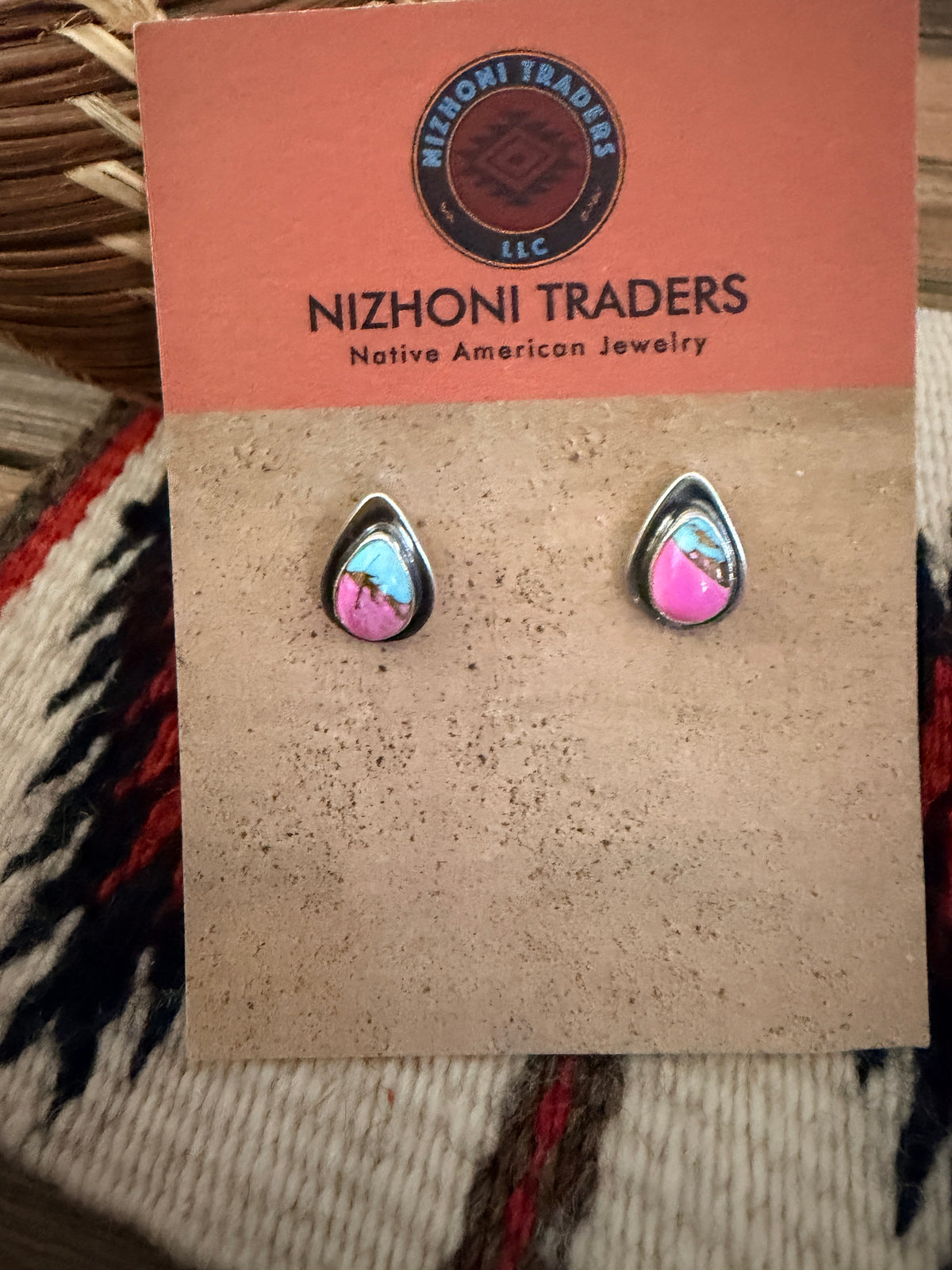 Handcrafted Cotton Candy & Sterling Silver Stud Earrings