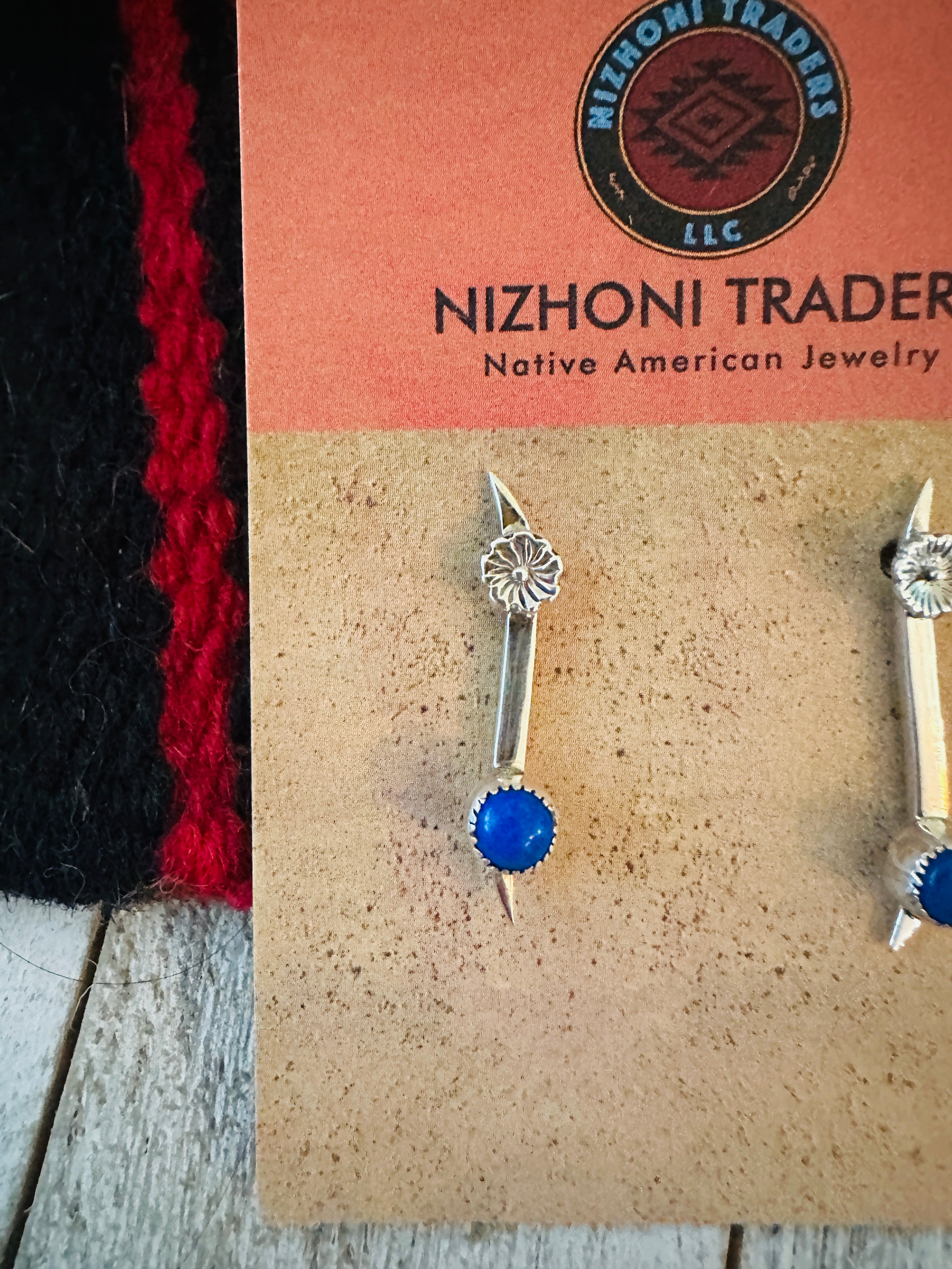 Navajo Lapis and Sterling Silver Dangle Earrings