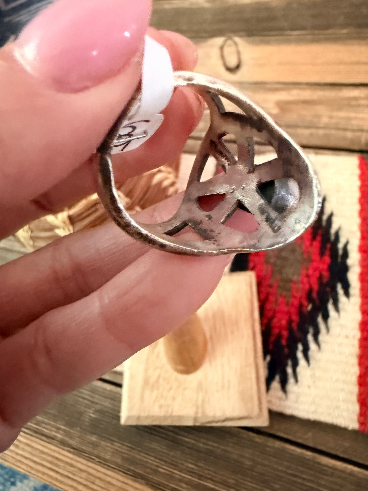 Handcrafted Coral and Sterling Silver Ring size 11 by Chimney Butte