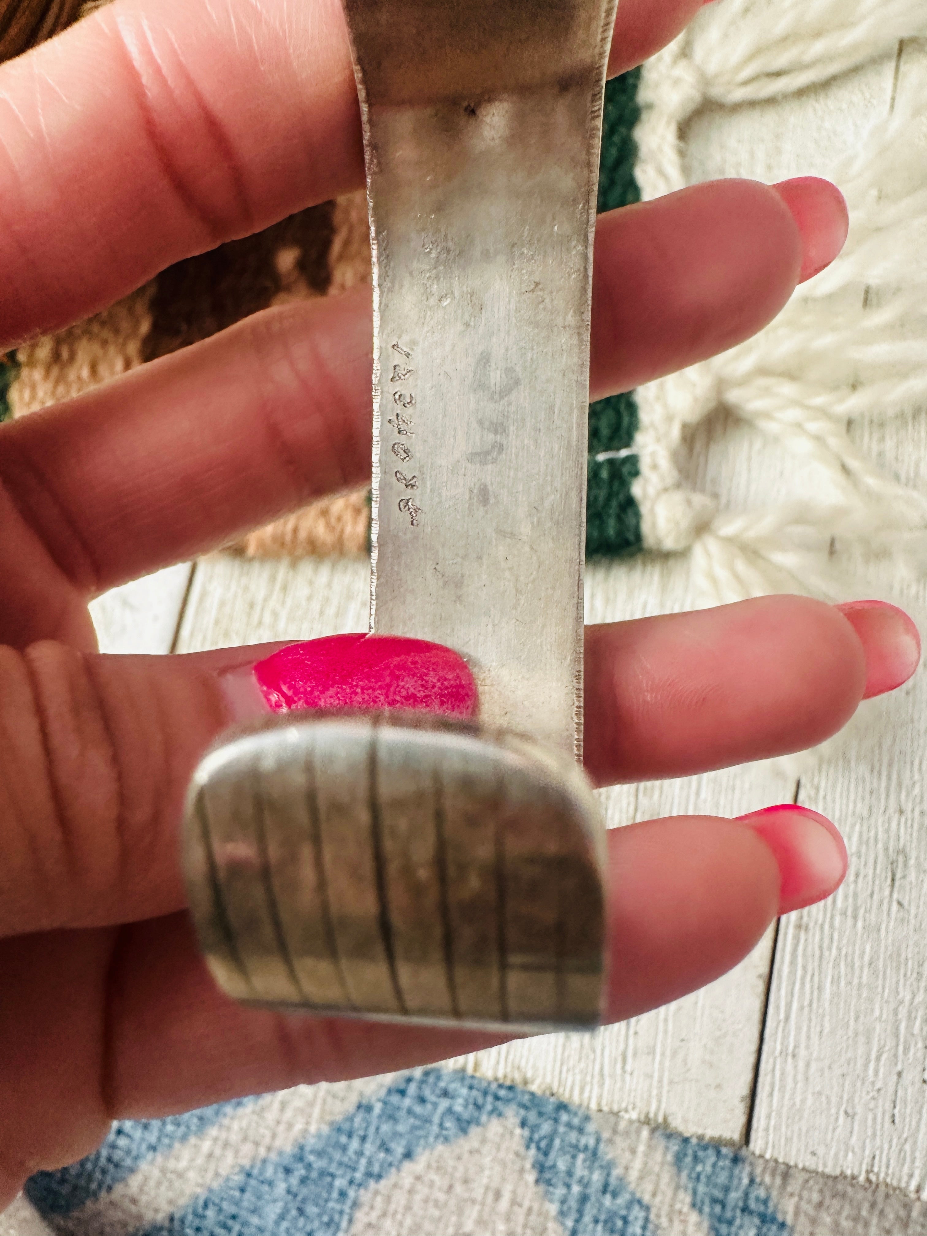 Handcrafted Old Pawn Multi Stone & Sterling Silver Inlay Cuff Bracelet /