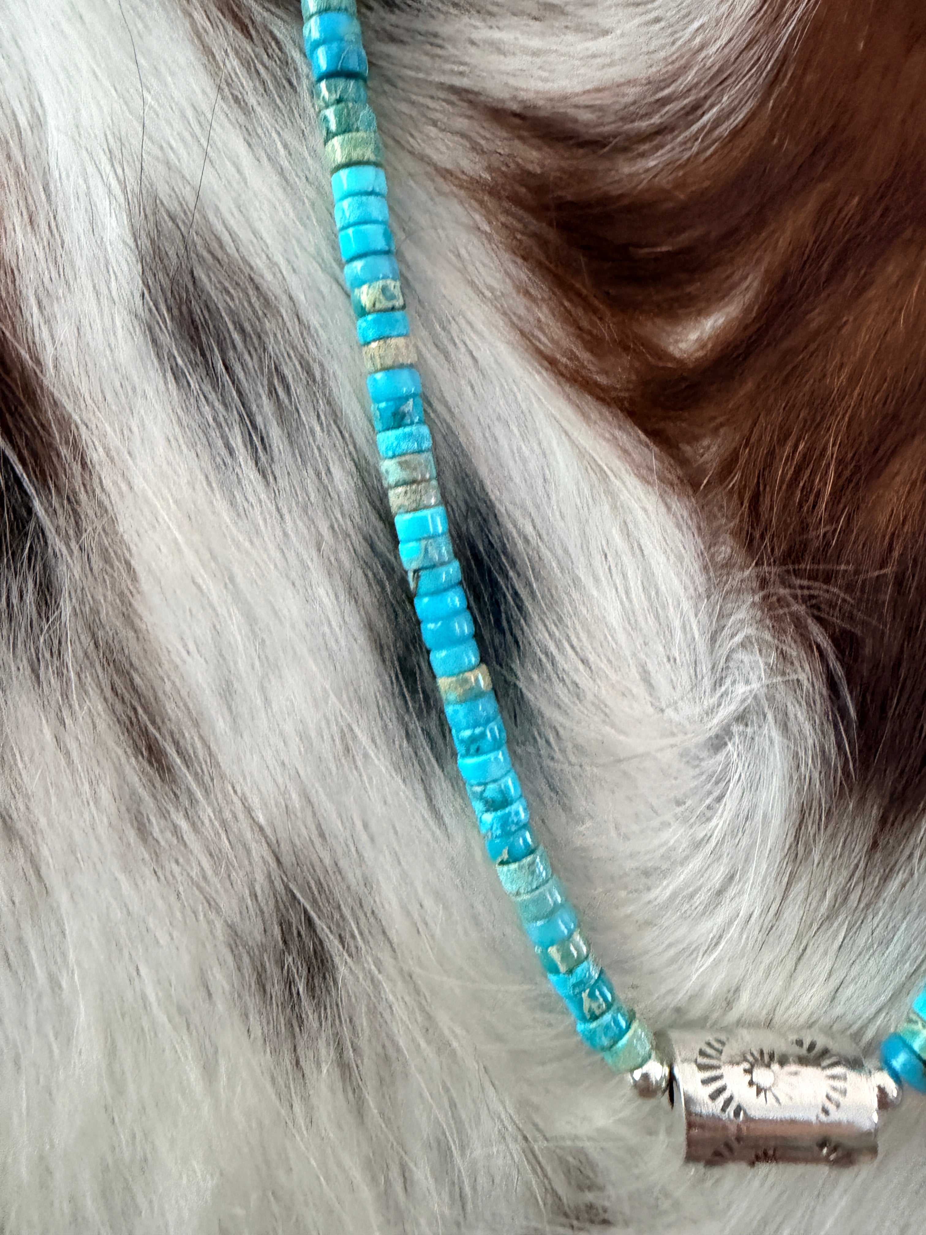 Handcrafted Turquoise & Sterling Silver Pearl 18” Beaded Necklace