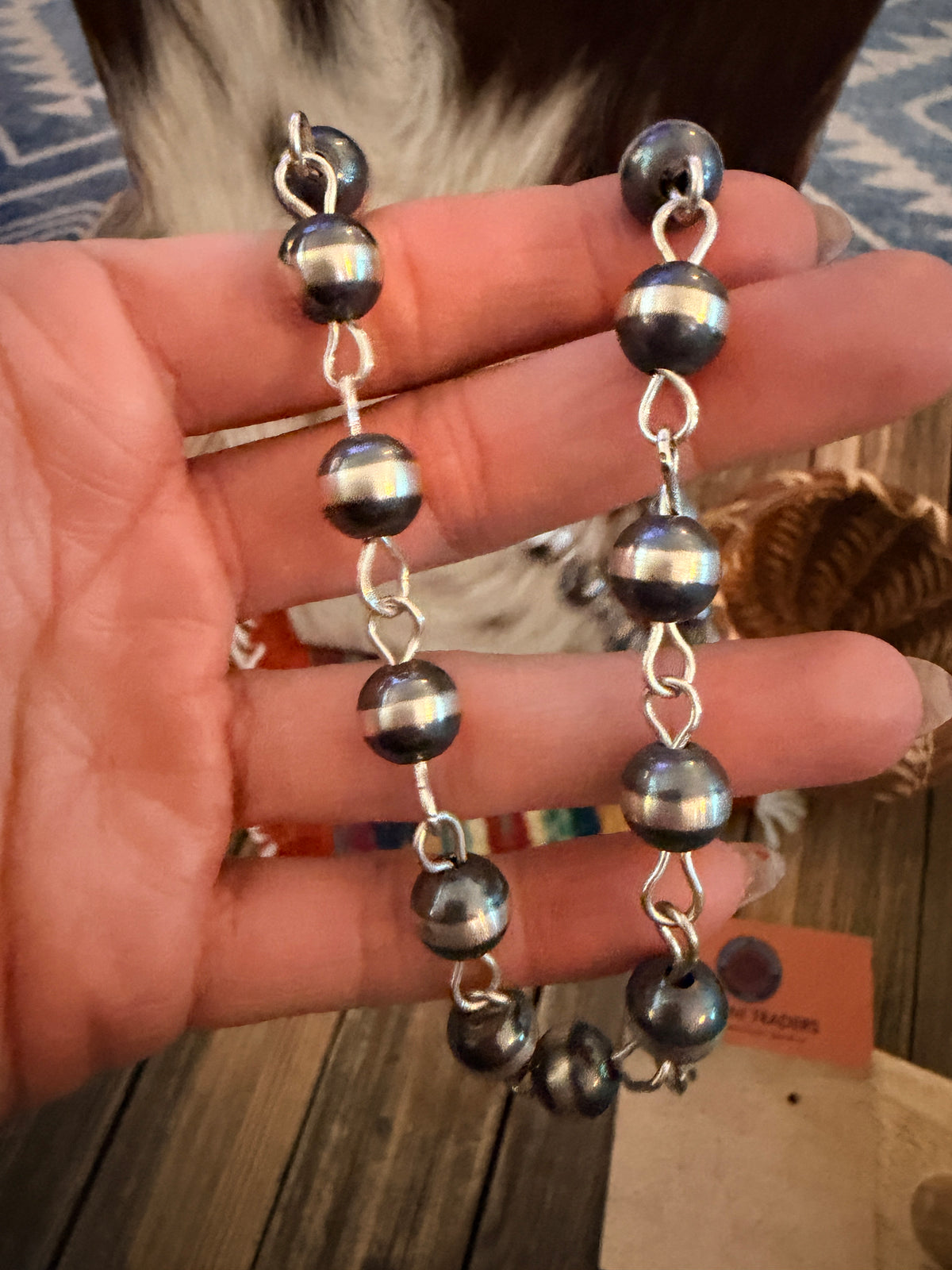 Handcrafted 8mm Sterling Silver Pearl Beaded Rosary Style Necklace 20”