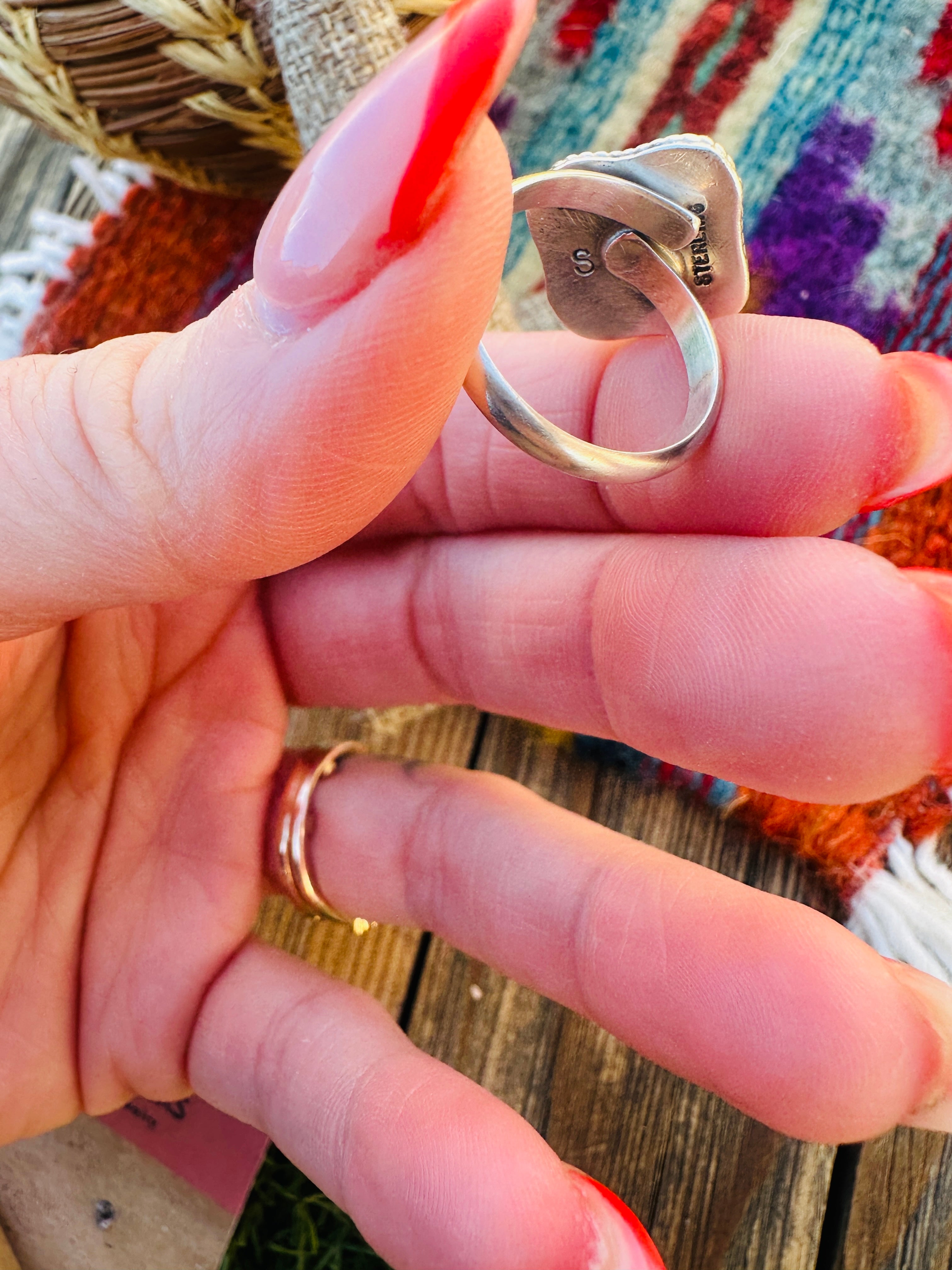 Handcrafted Sterling Silver & Cotton Candy Adjustable Ring