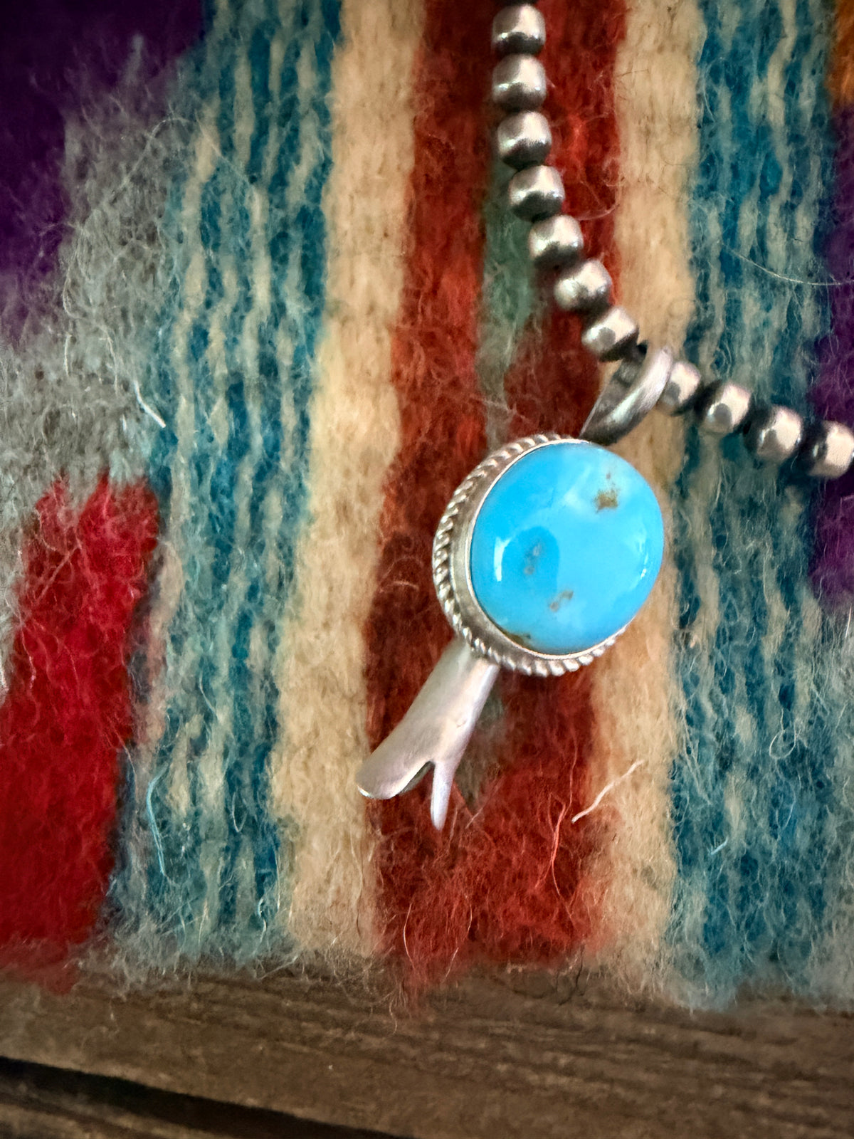 Handcrafted Sterling Silver & Turquoise Blossom Pendant