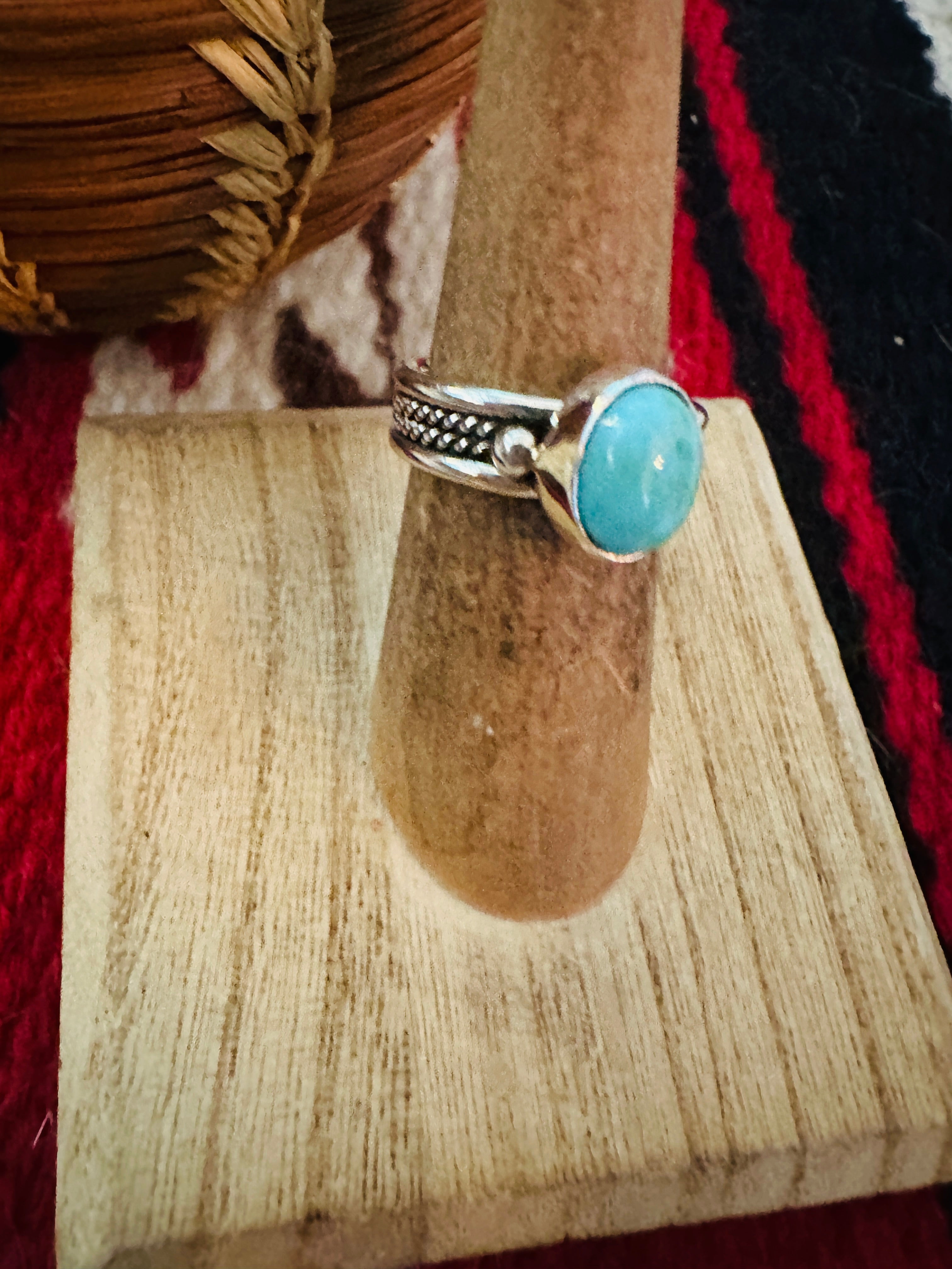 Navajo Turquoise & Sterling Silver Ring Size 5