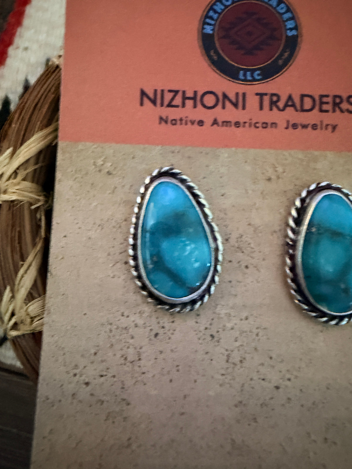Handcrafted Turquoise & Sterling Silver Post Earrings