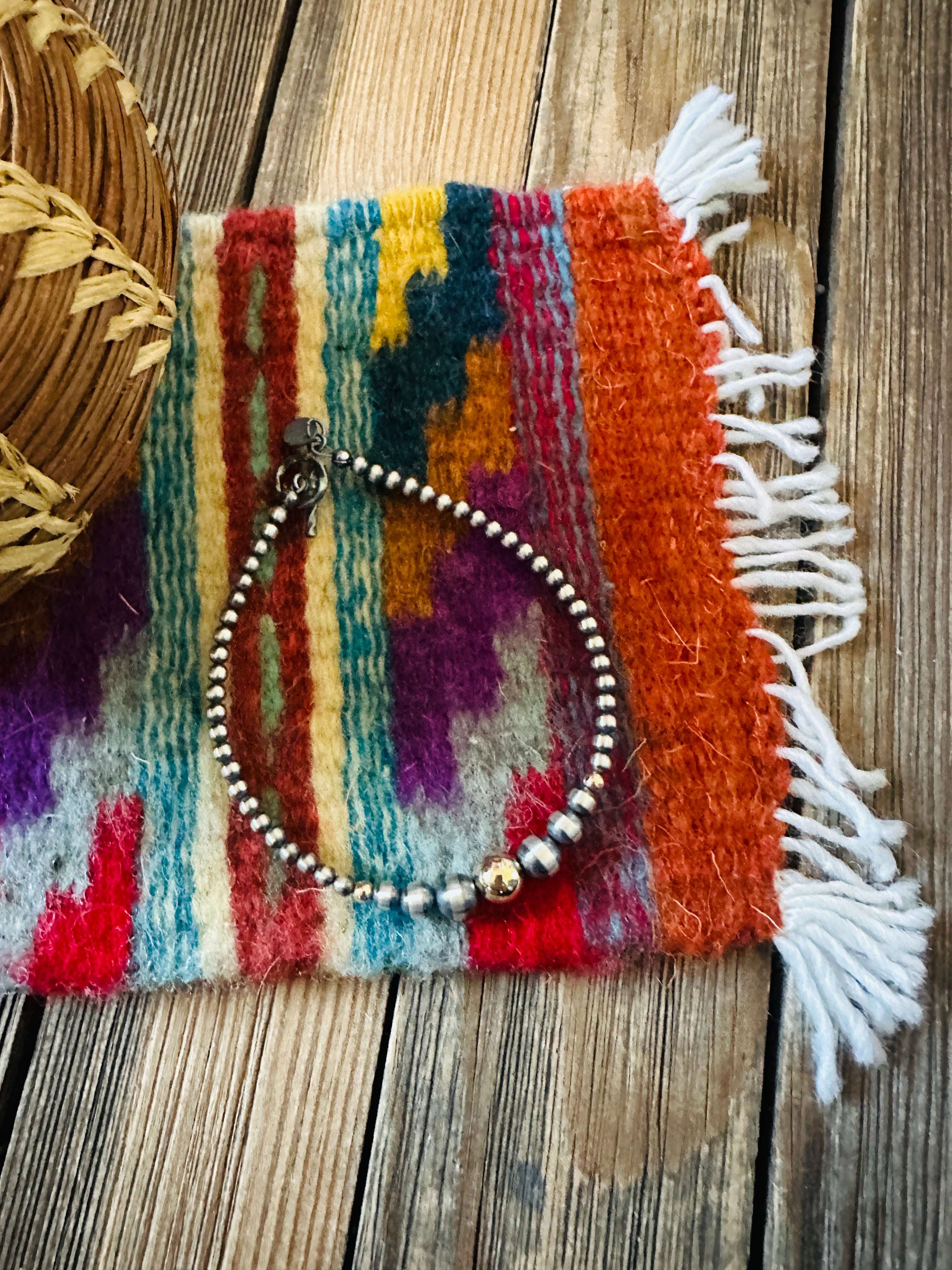 Handcrafted Gold Plated Sterling & Sterling Silver Pearl Beaded Bracelet