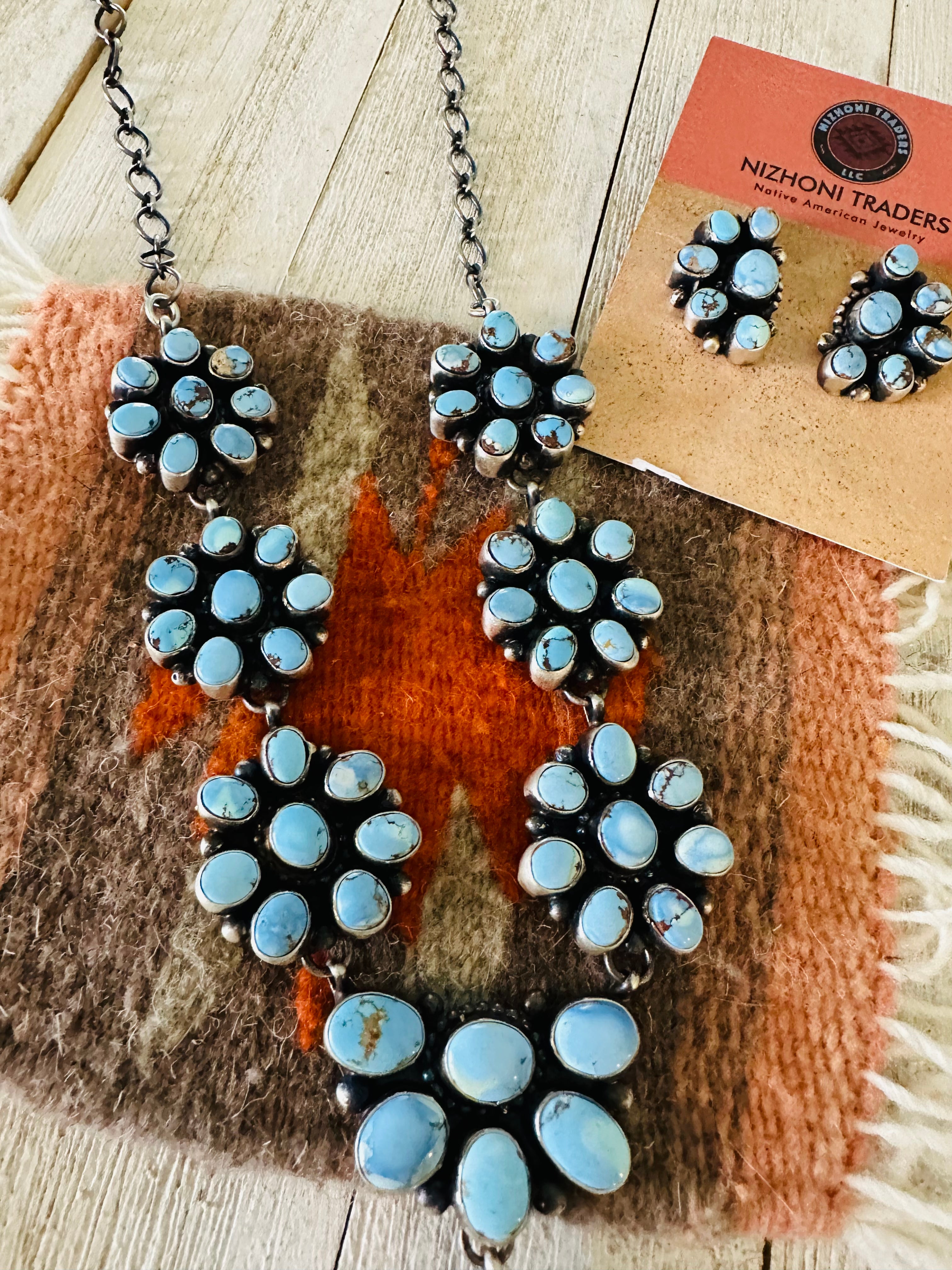 Navajo Golden Hills Turquoise & Sterling Silver Necklace Set