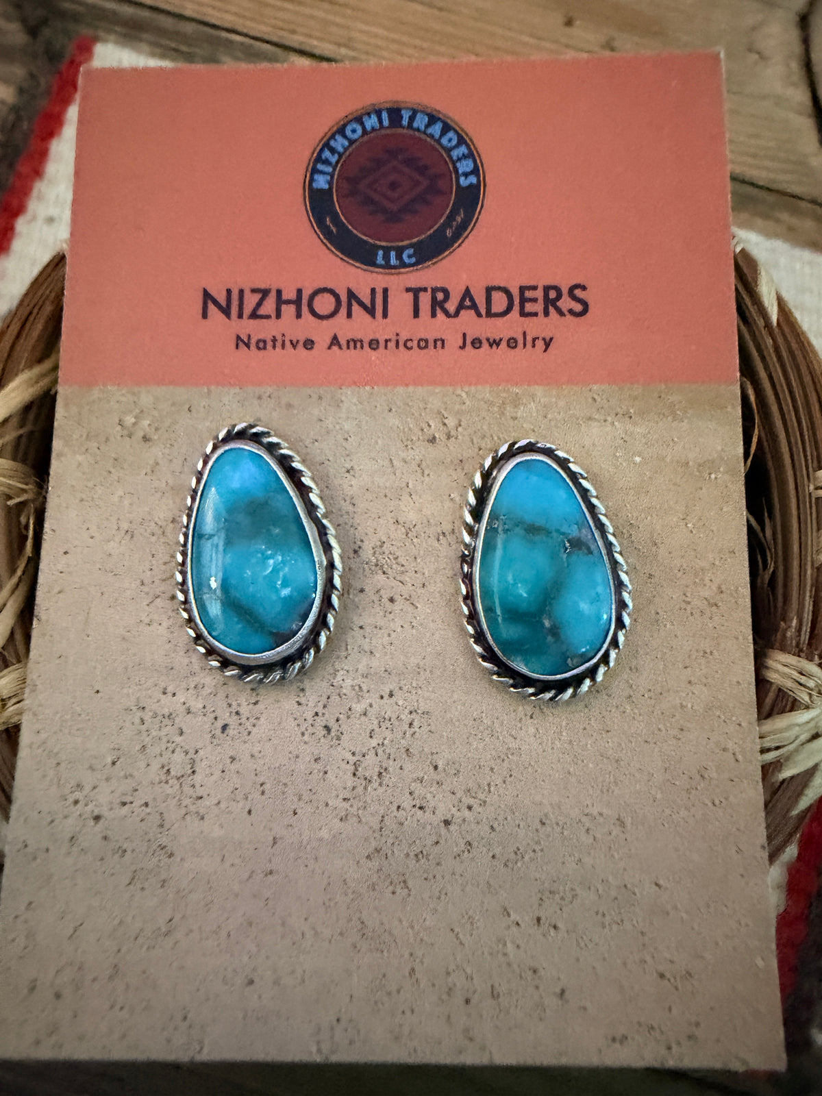 Handcrafted Turquoise & Sterling Silver Post Earrings