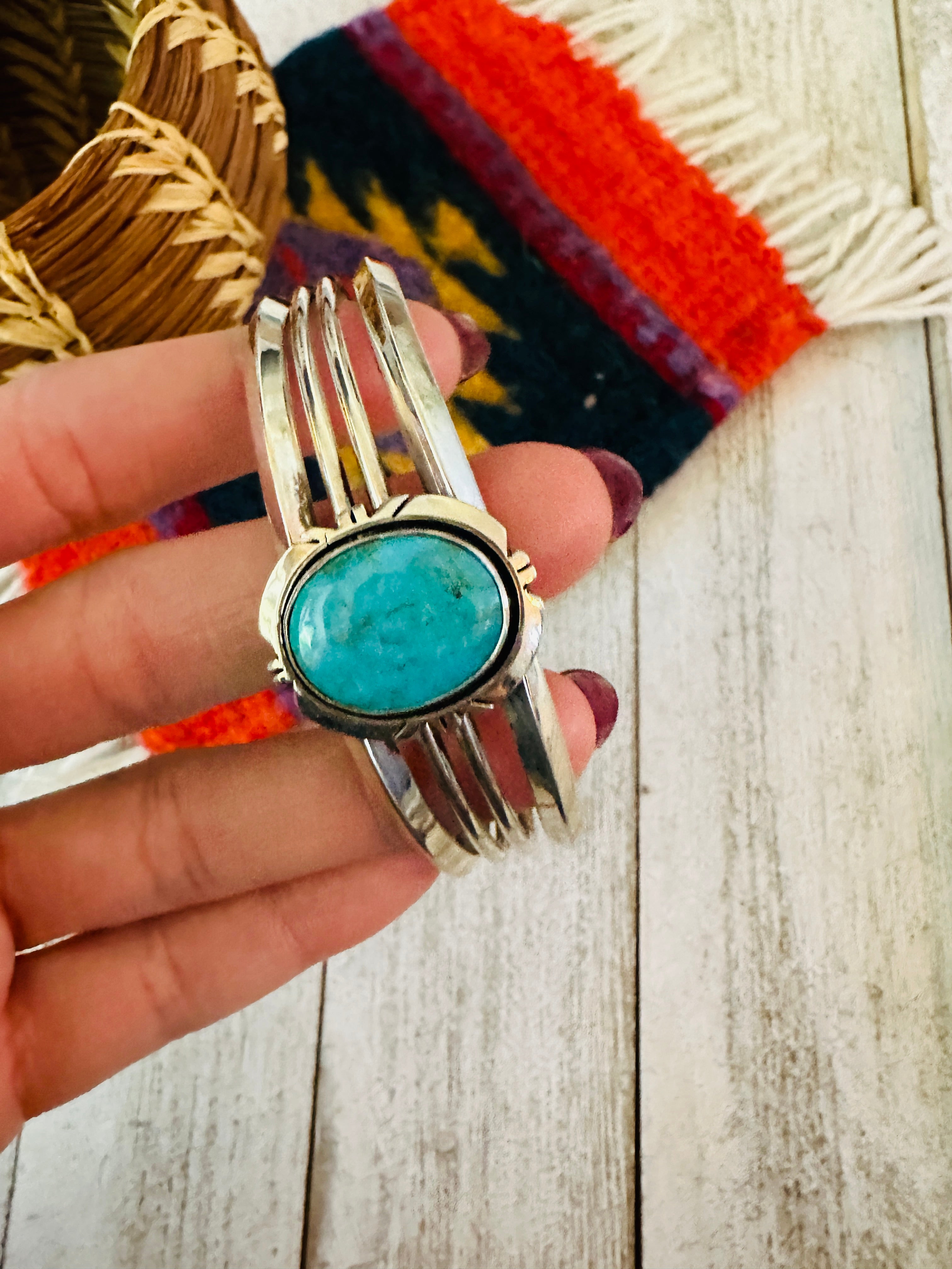 Navajo Sterling Silver & Turquoise Cuff Bracelet