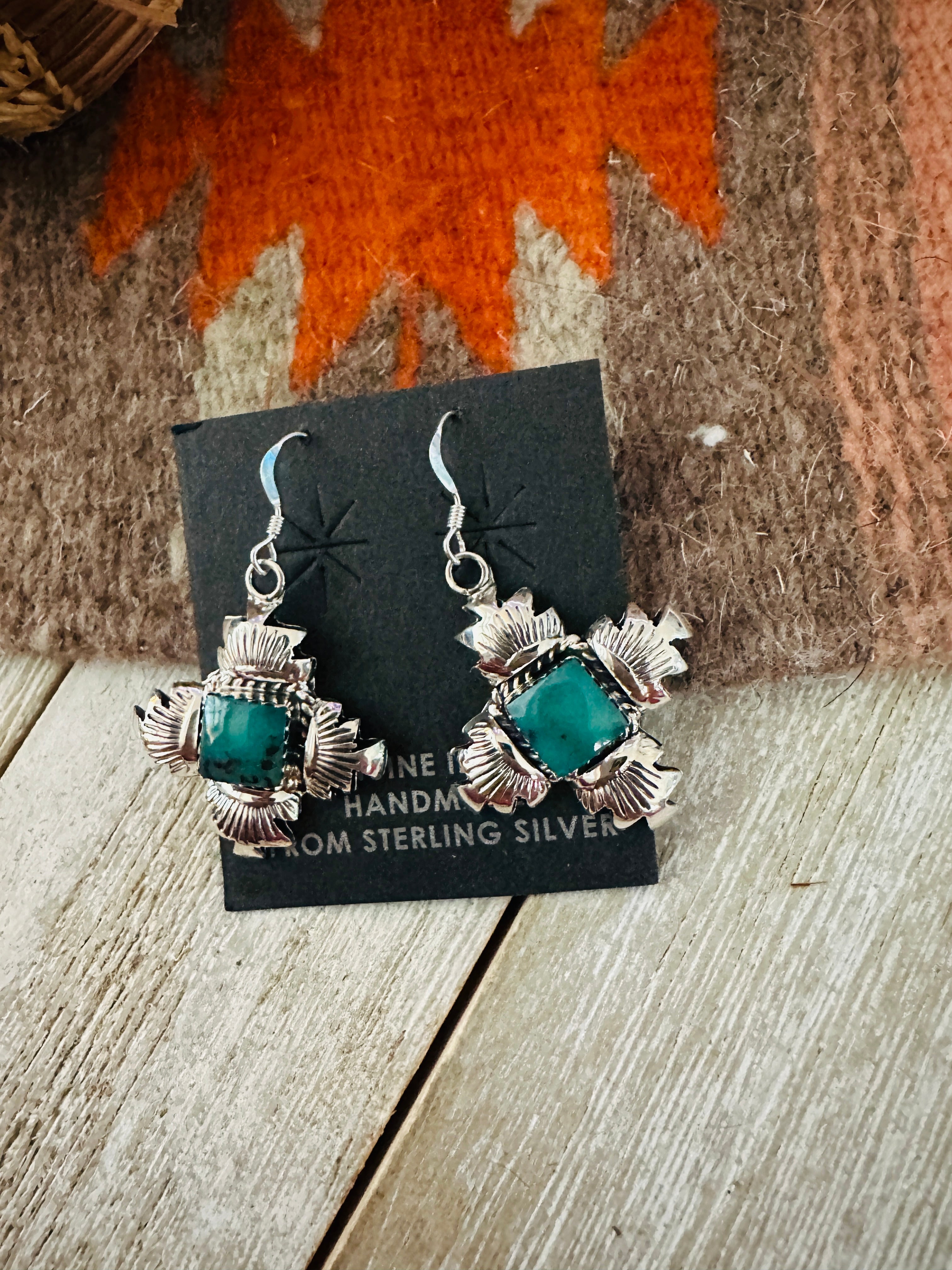 Handcrafted Sterling Silver & Morenci Turquoise Post Earrings