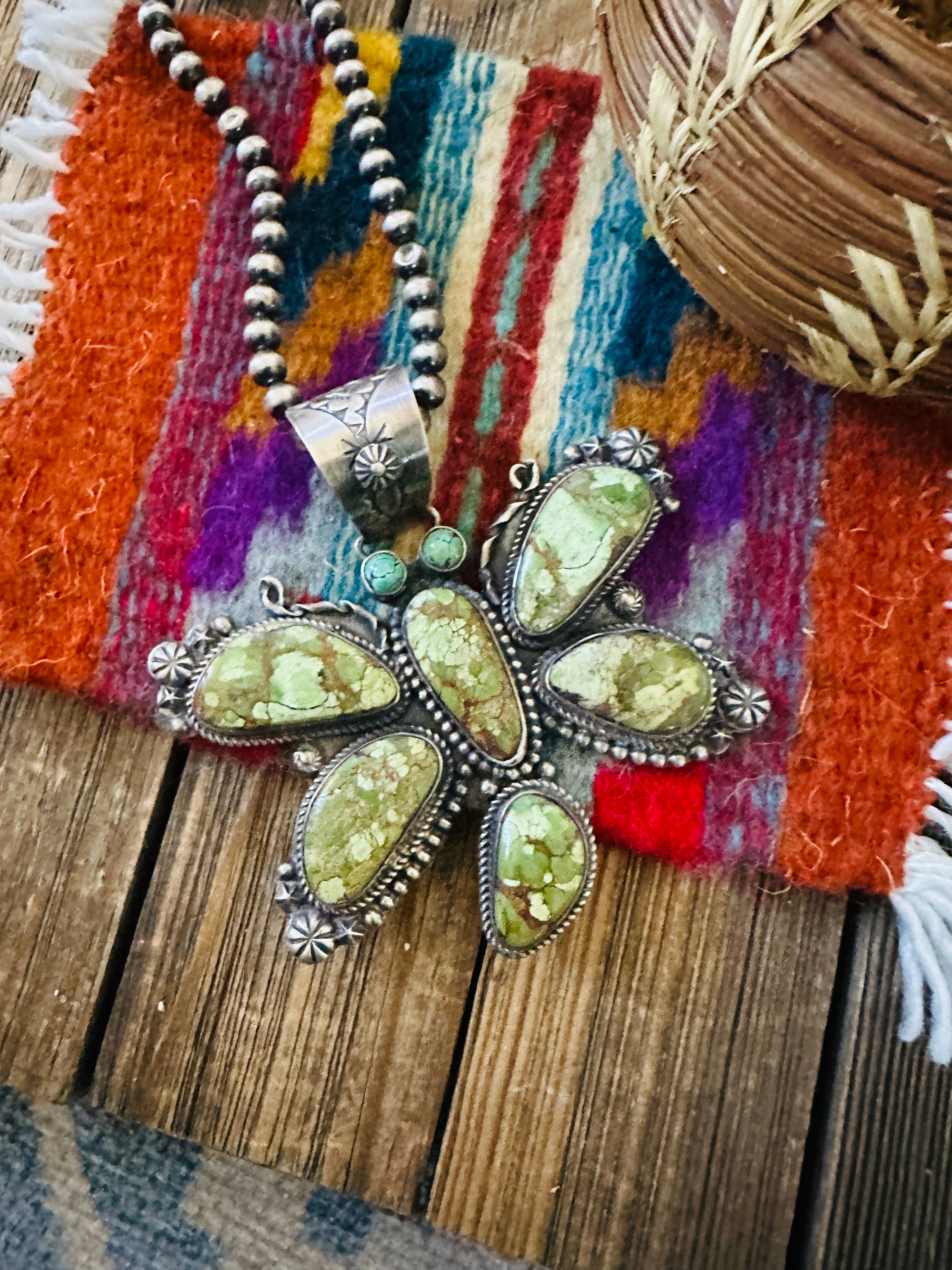 Handcrafted Sterling Silver & Egyptian Turquoise Butterfly Pendant by Rosella Paxson