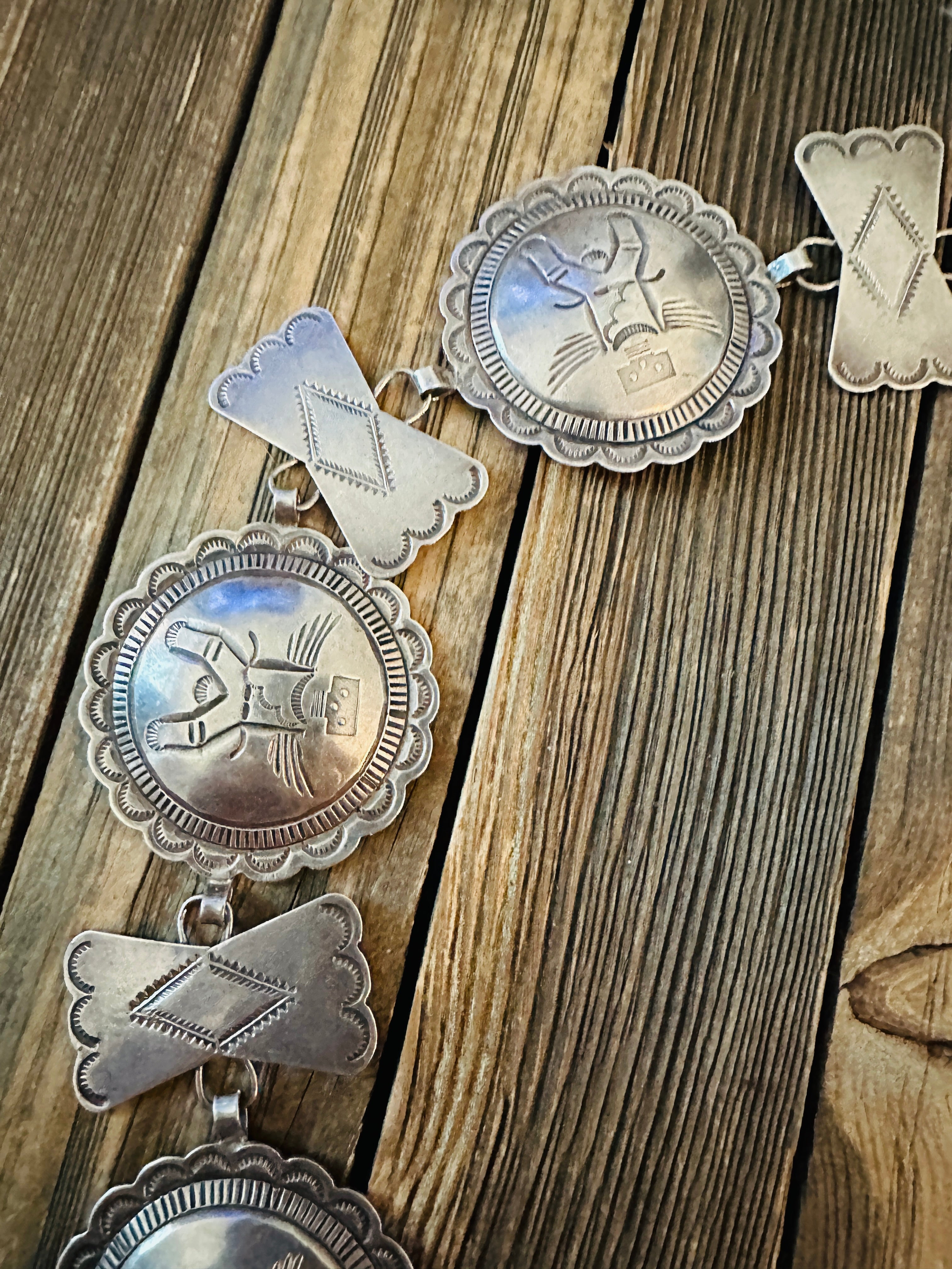 Handcrafted Vintage Old Pawn Sterling Silver Concho Belt