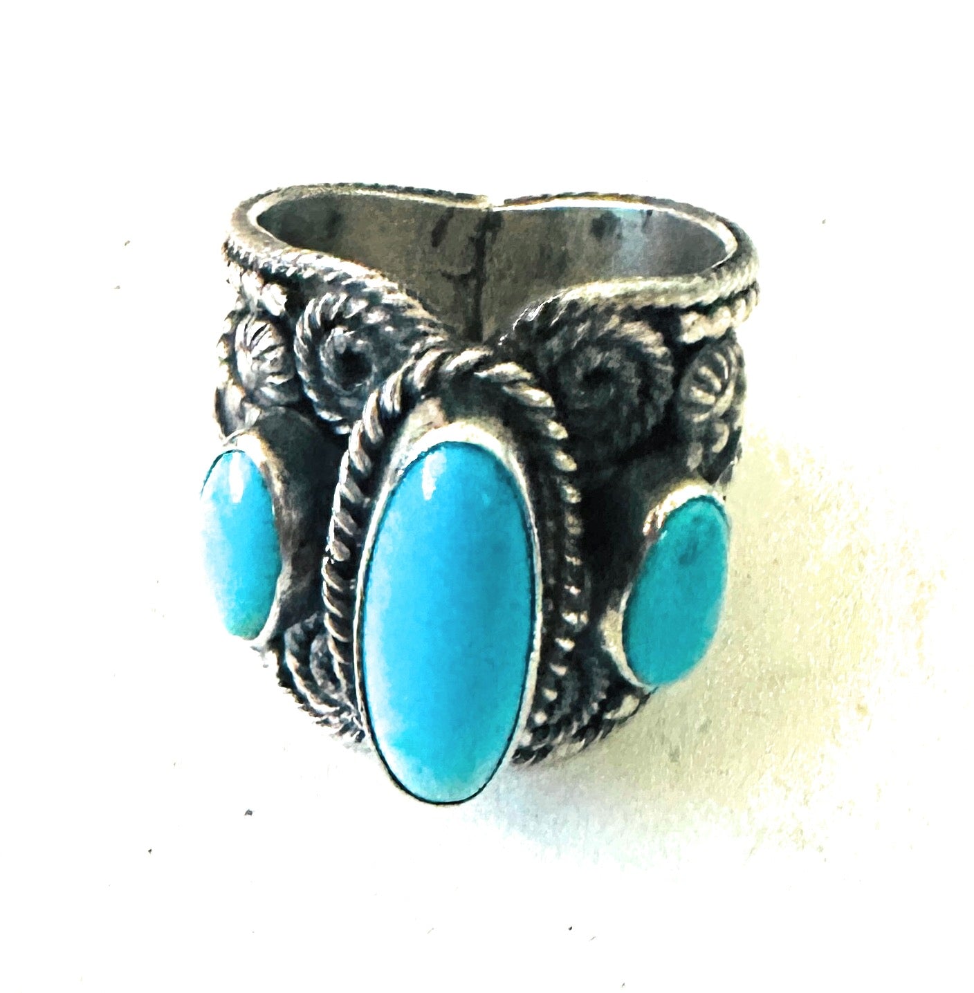 Navajo Sterling Silver and Turquoise Ring Size 9.75 by Hemerson Brown