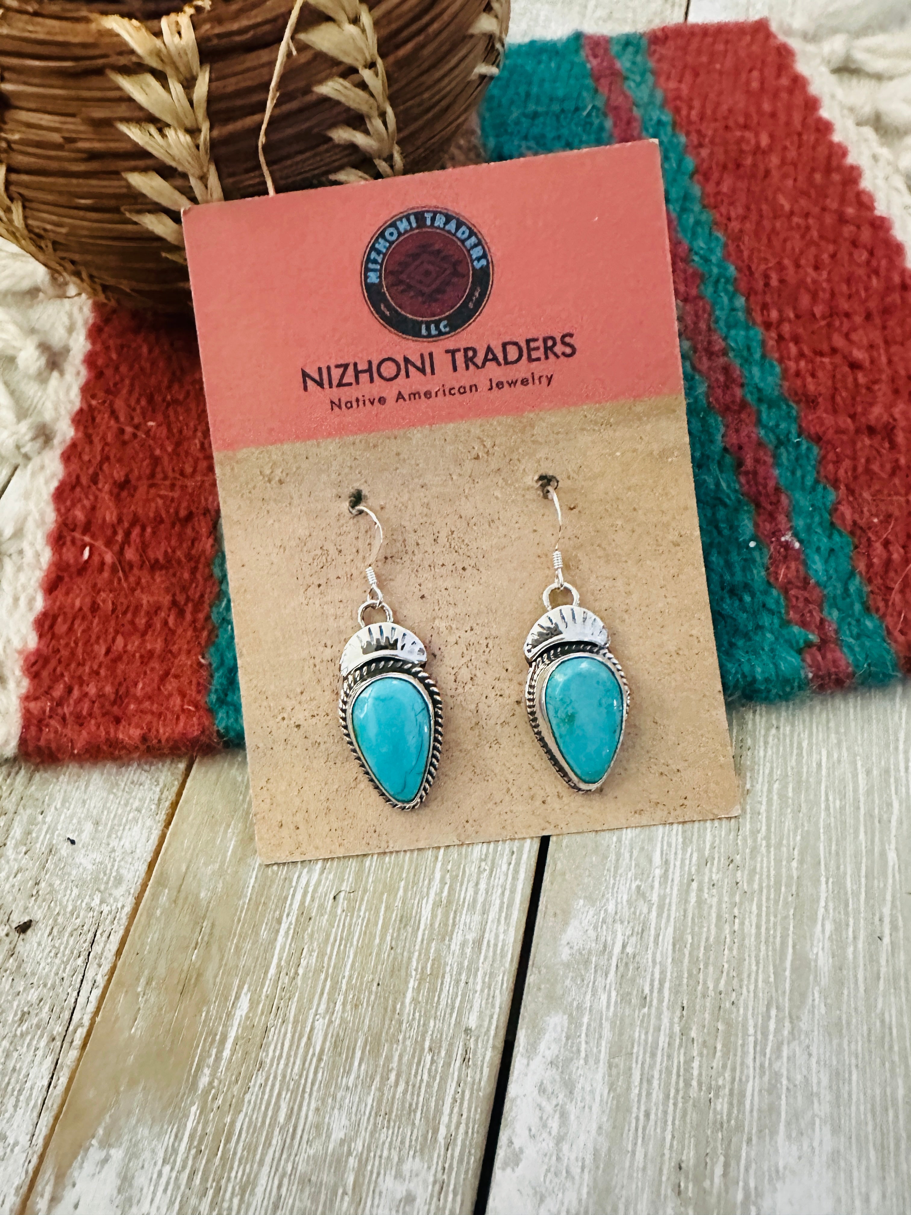 Handcrafted Turquoise & Sterling Silver Dangle Earrings
