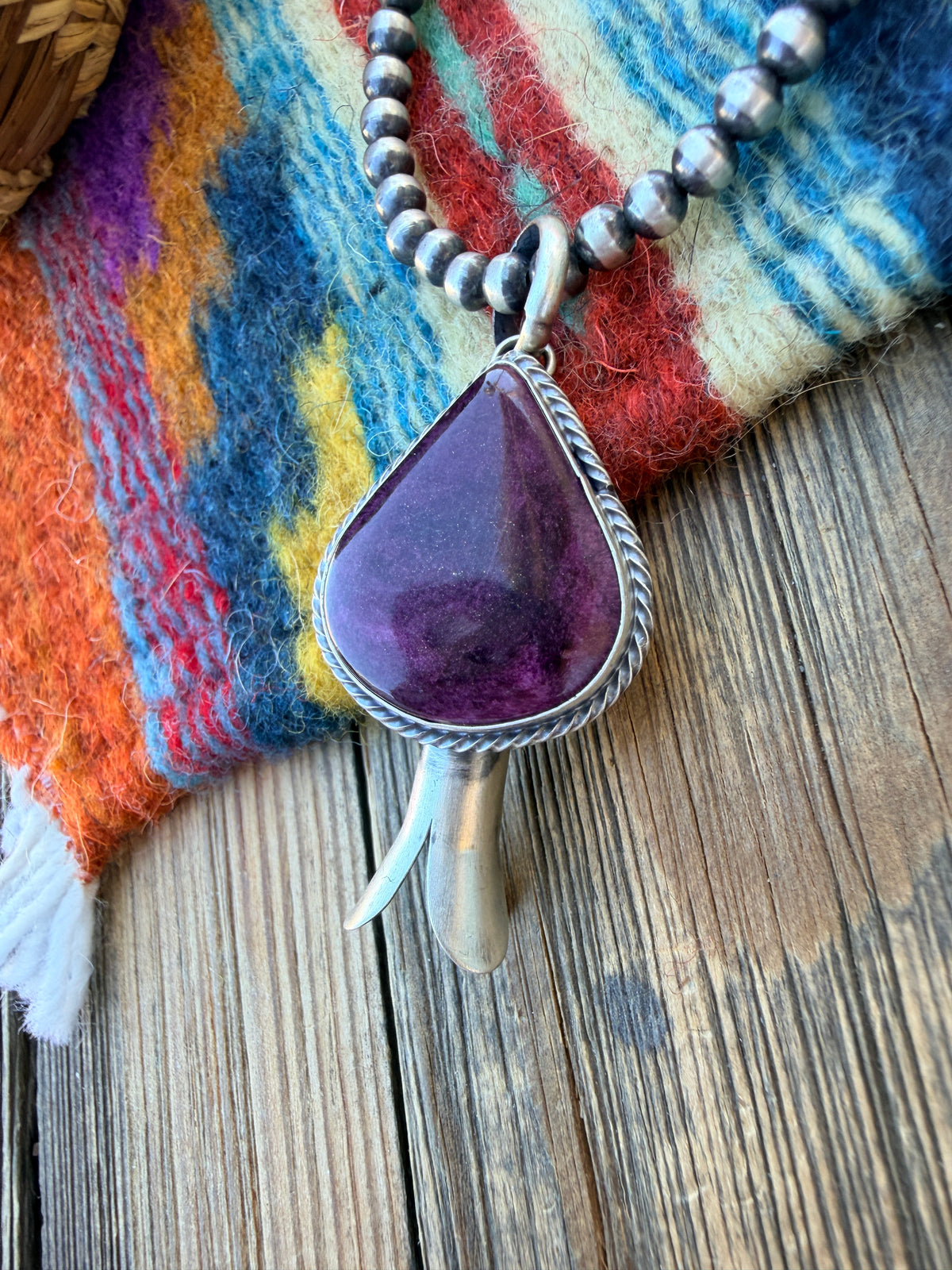 Handcrafted Sterling Silver & Purple Spiny Oyster Blossom Pendant