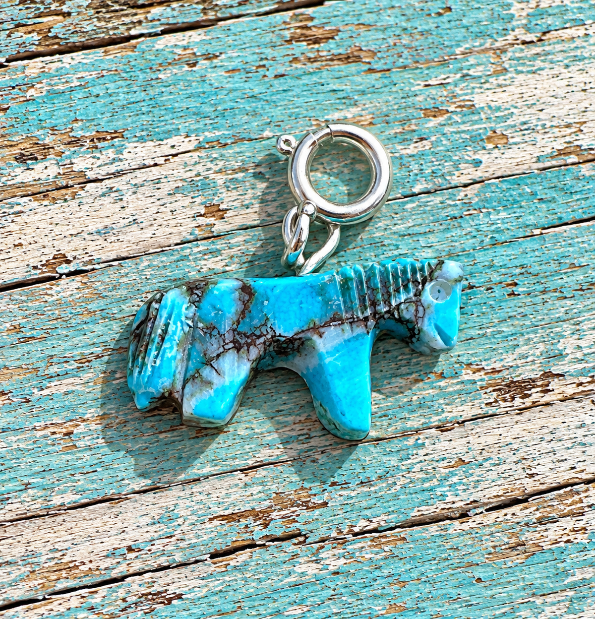 Handcrafted Turquoise Blue  Mojave Horse Charm